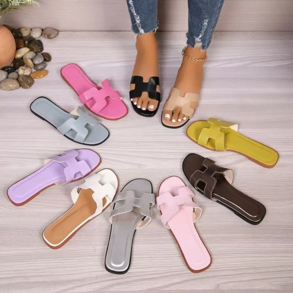 Flat bottomed comfortable one-piece cool slippers fashionable women's one foot sandal image 10