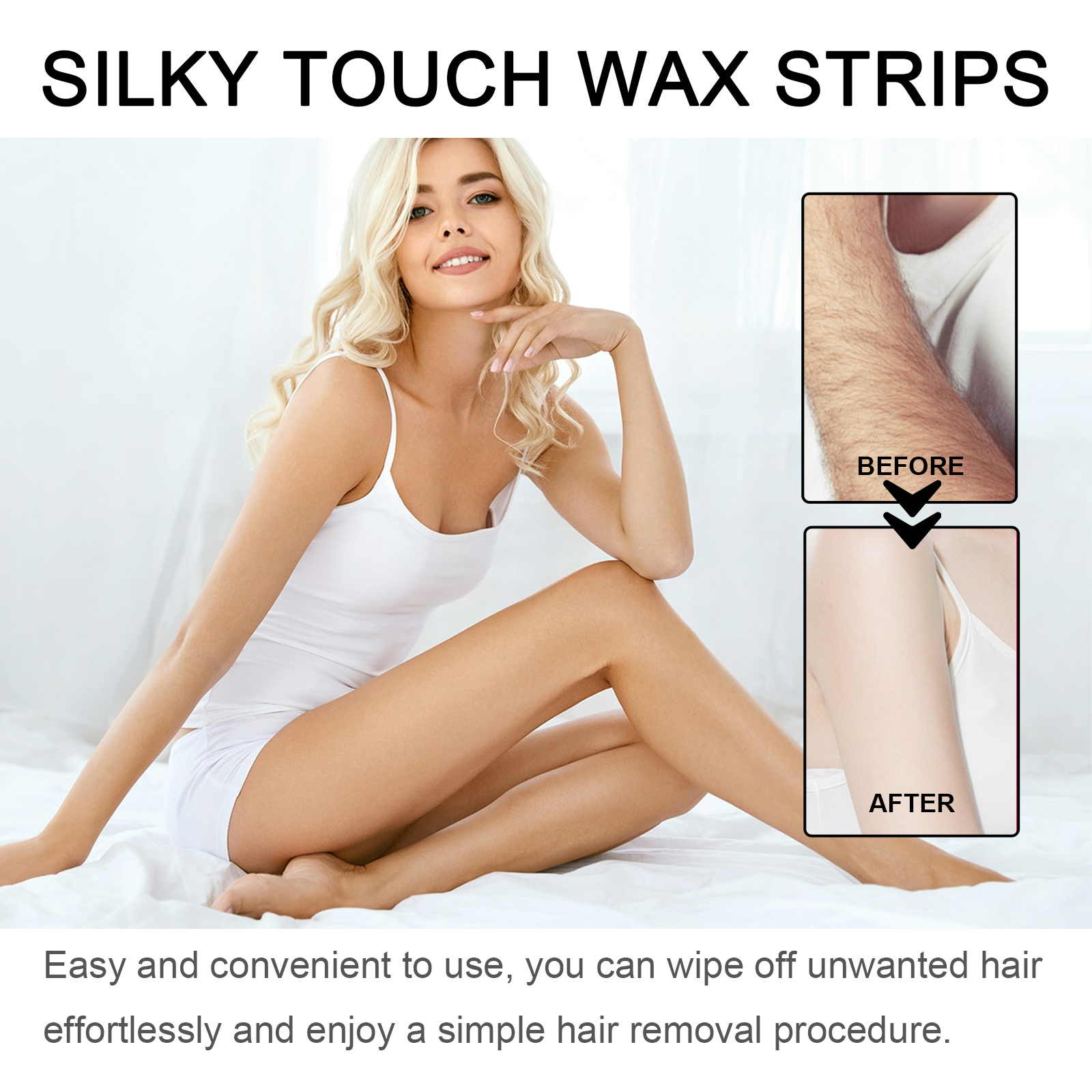 Wax strips shown beside smoother-looking leg results