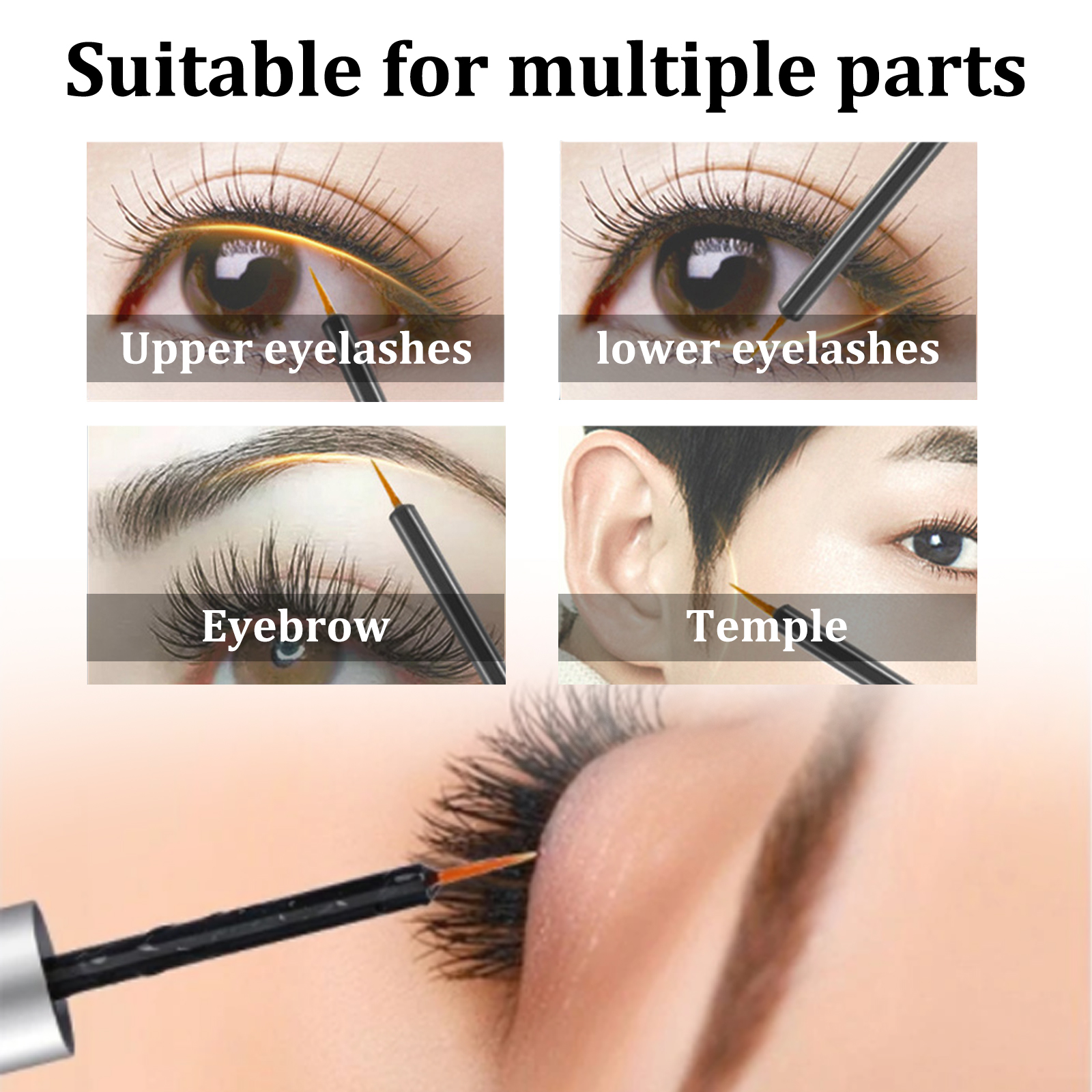 Fine brush applying serum to lash and brow areas