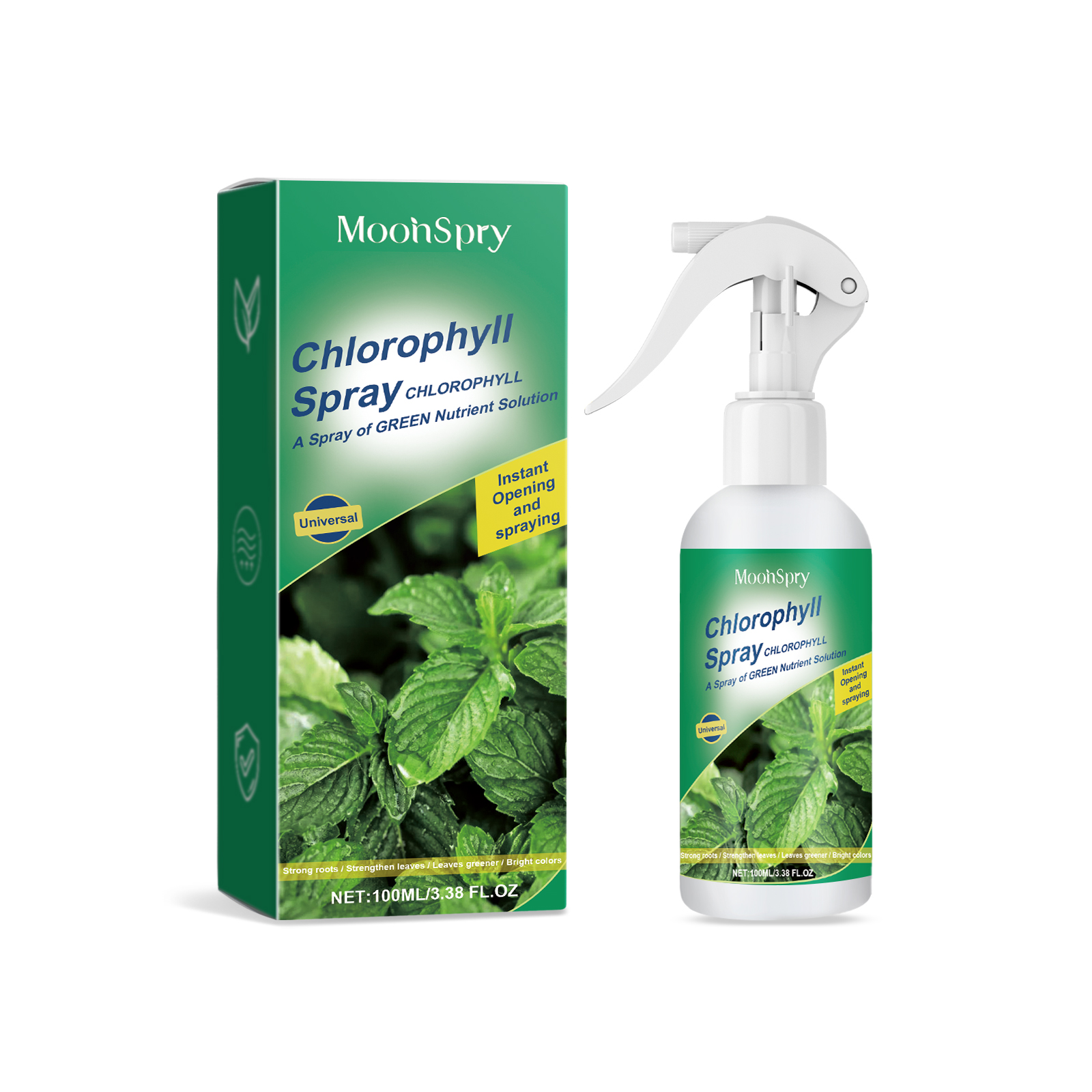 Compact chlorophyll spray bottle with ready trigger sprayer