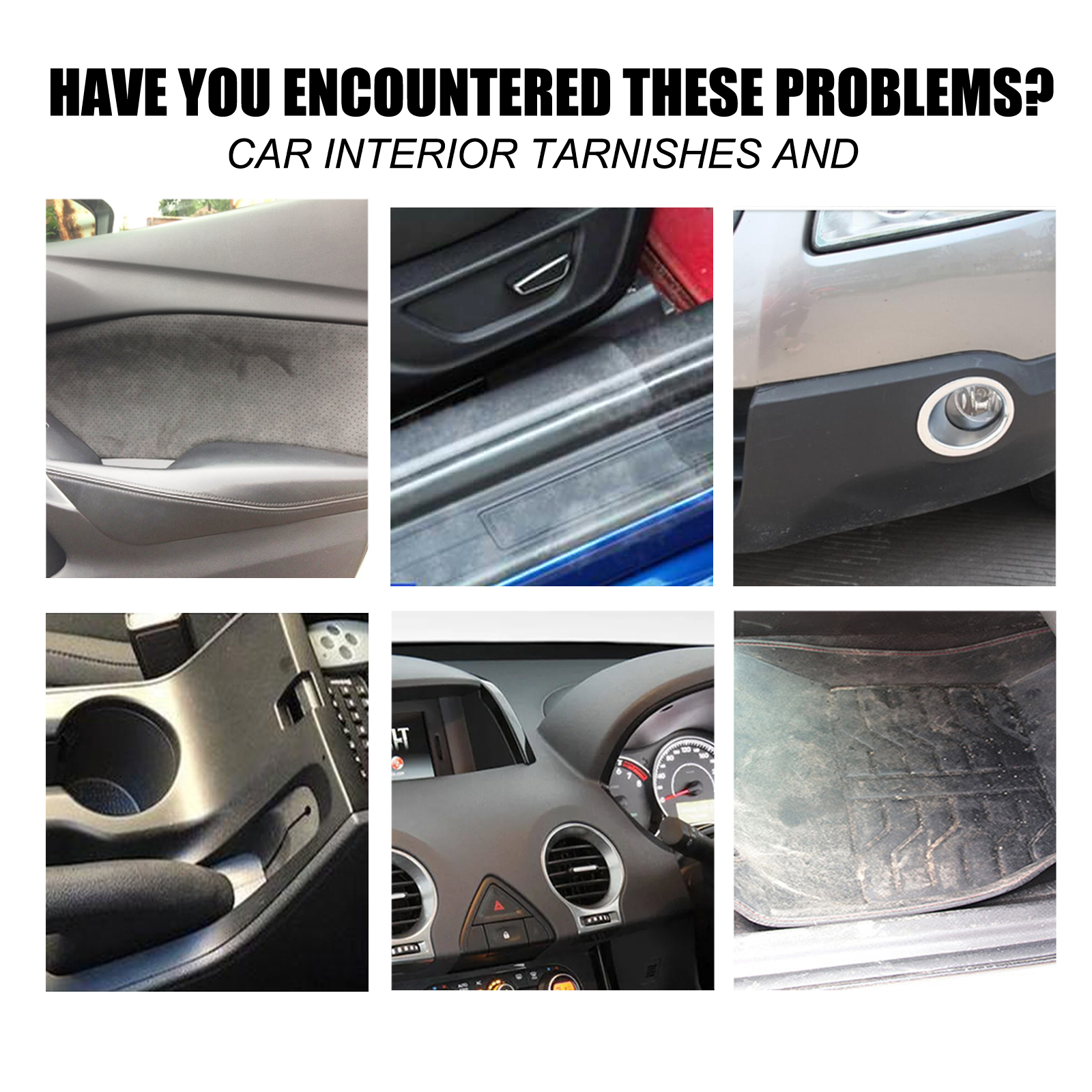 Worn automotive interior plastic surfaces needing refresh