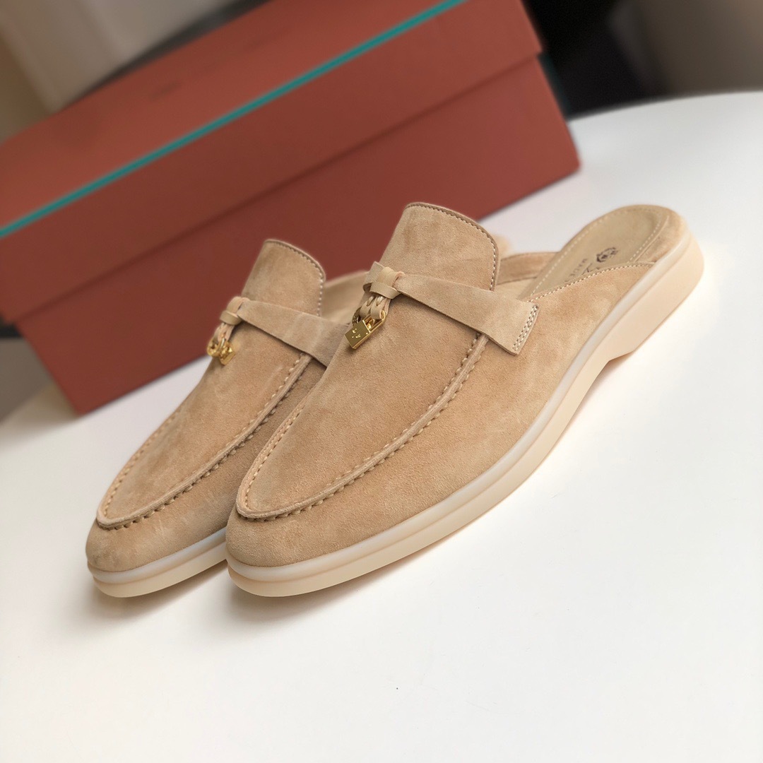 Women's slippers LP leather flat bottomed lazy person comfortable one foot kick Mueller cool mop image 15