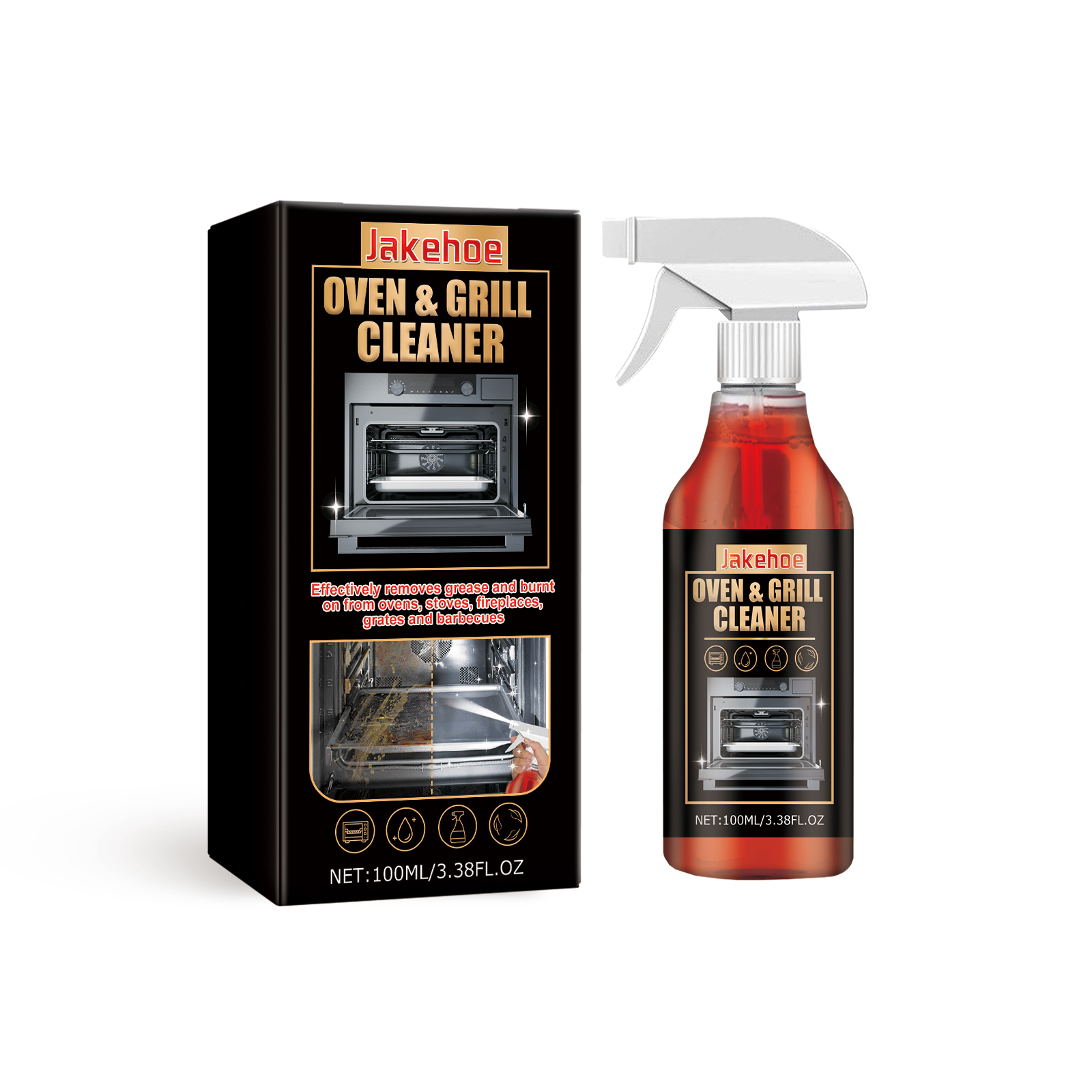 Red-orange spray liquid in compact trigger bottle