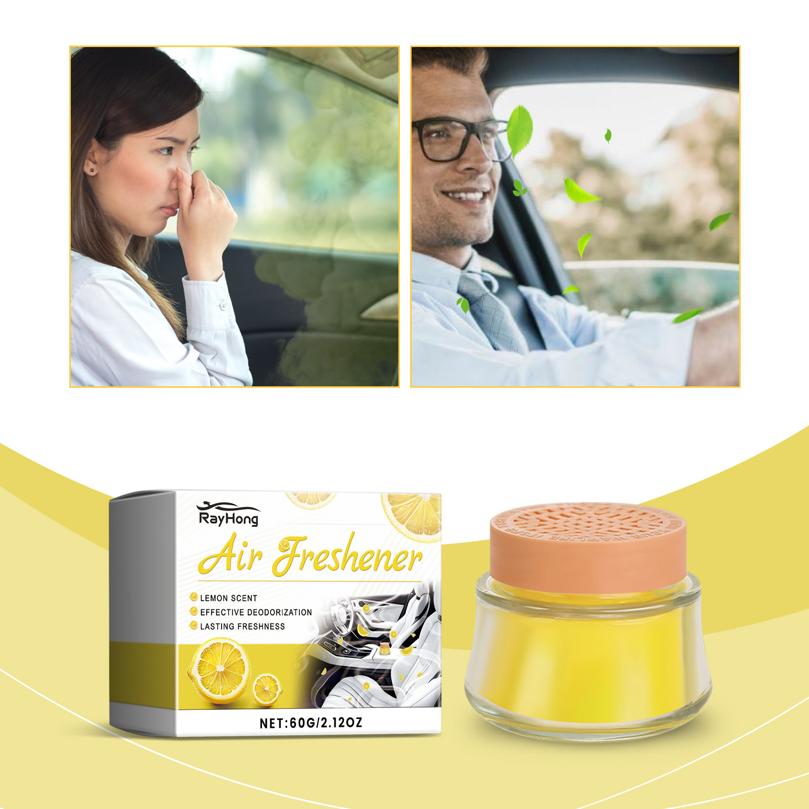 Compact lemon balm shown for use inside a vehicle