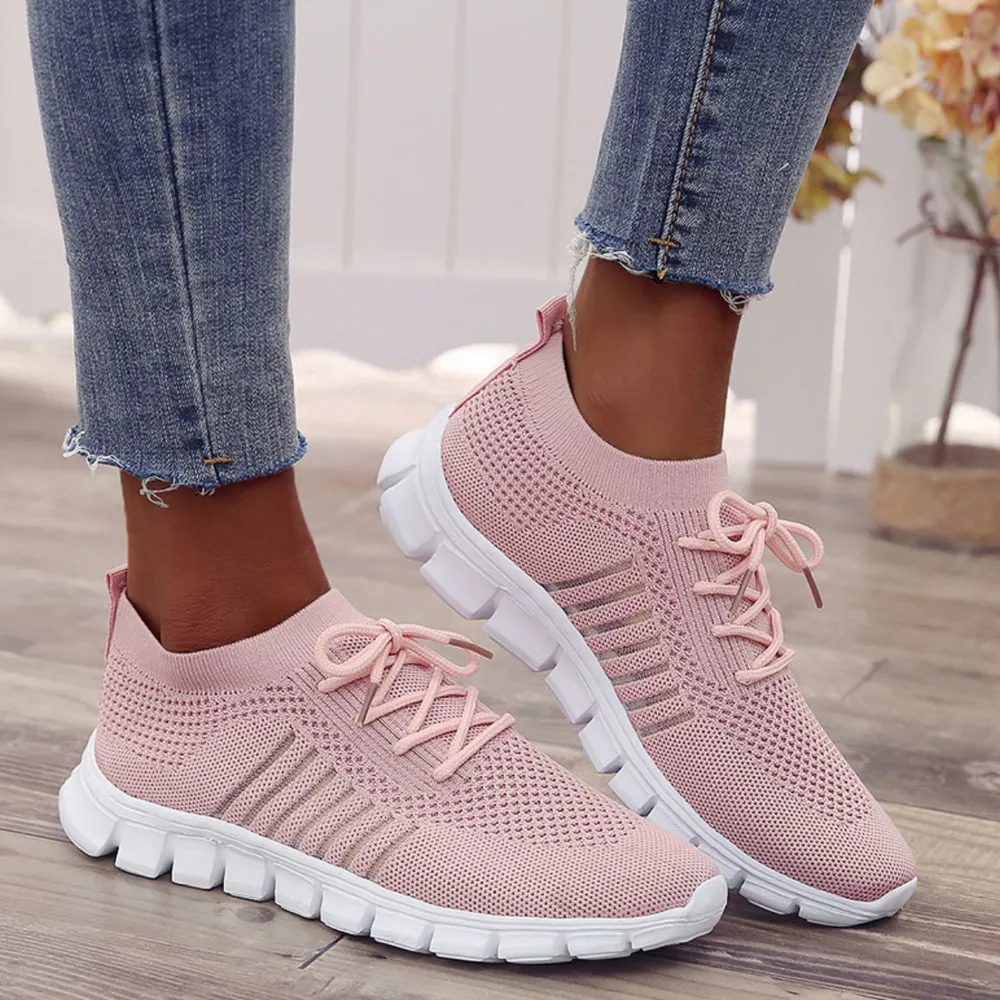 Breathable Mesh Round Toe Lace Up Athletic image 8