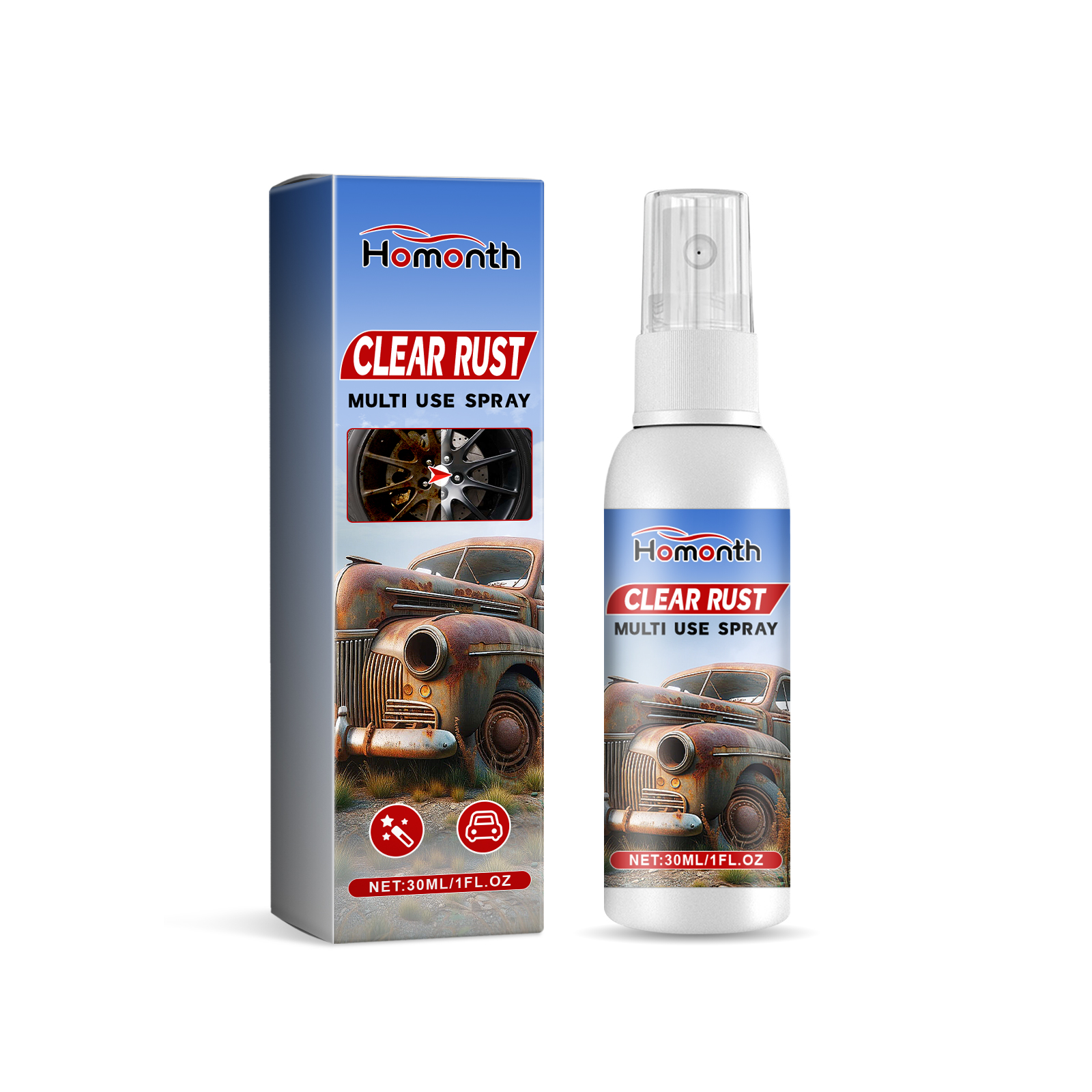 Clear Rust Multi Use Spray, Car Tire Cleaning Decontaminatio