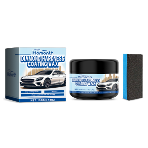 Close view of automotive wax jar and applicator