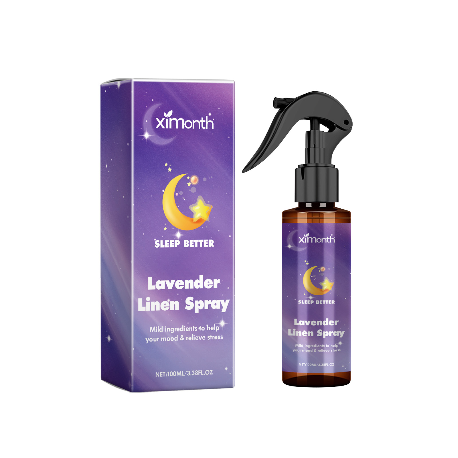 Lavender sleep spray and celestial retail packaging