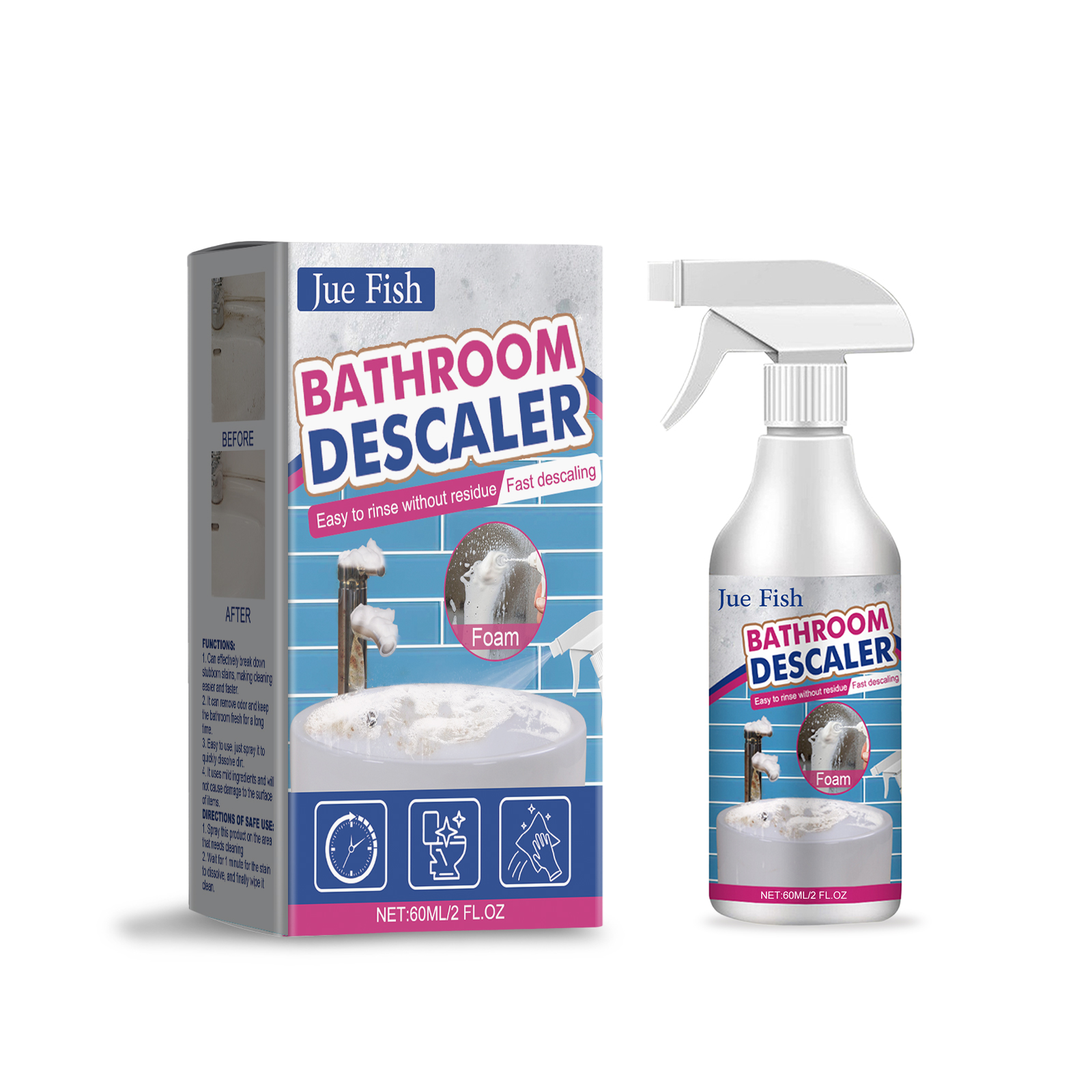 Bathroom Sink Stainless Steel Cleaner Shower Room Glass Scal