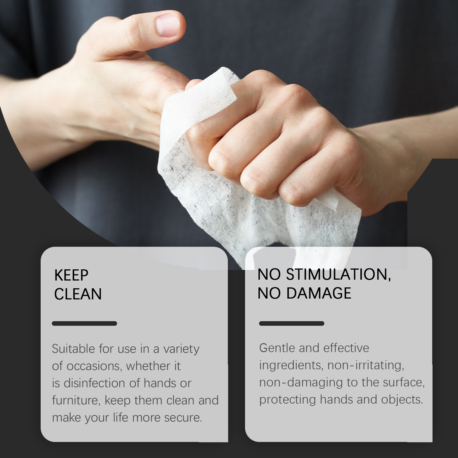 Hands wiping visible dirt from a household surface