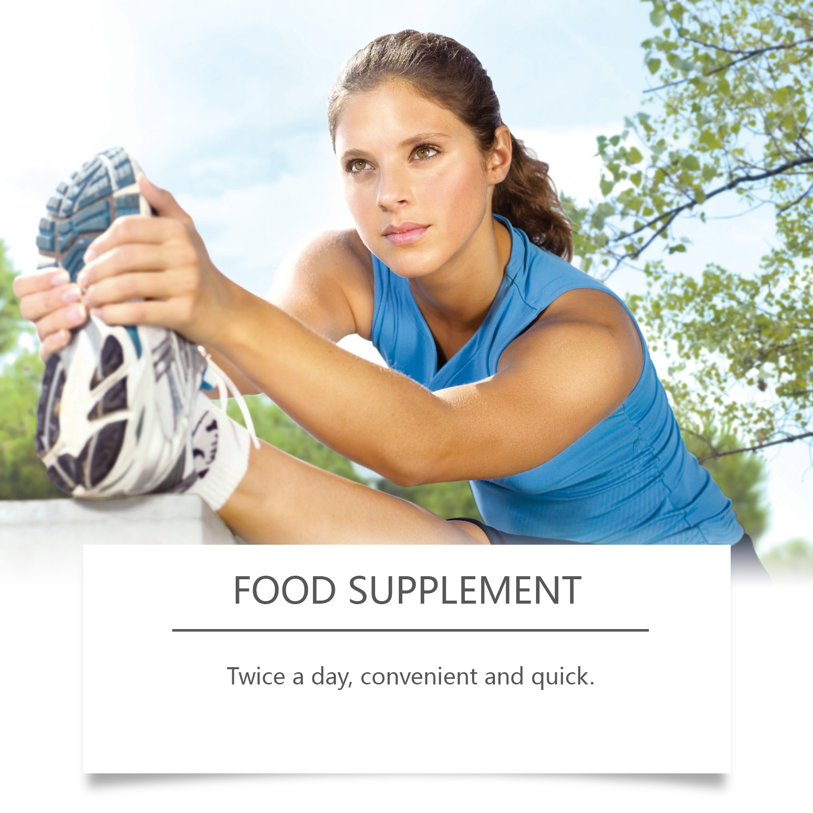 Active woman using a convenient daily supplement