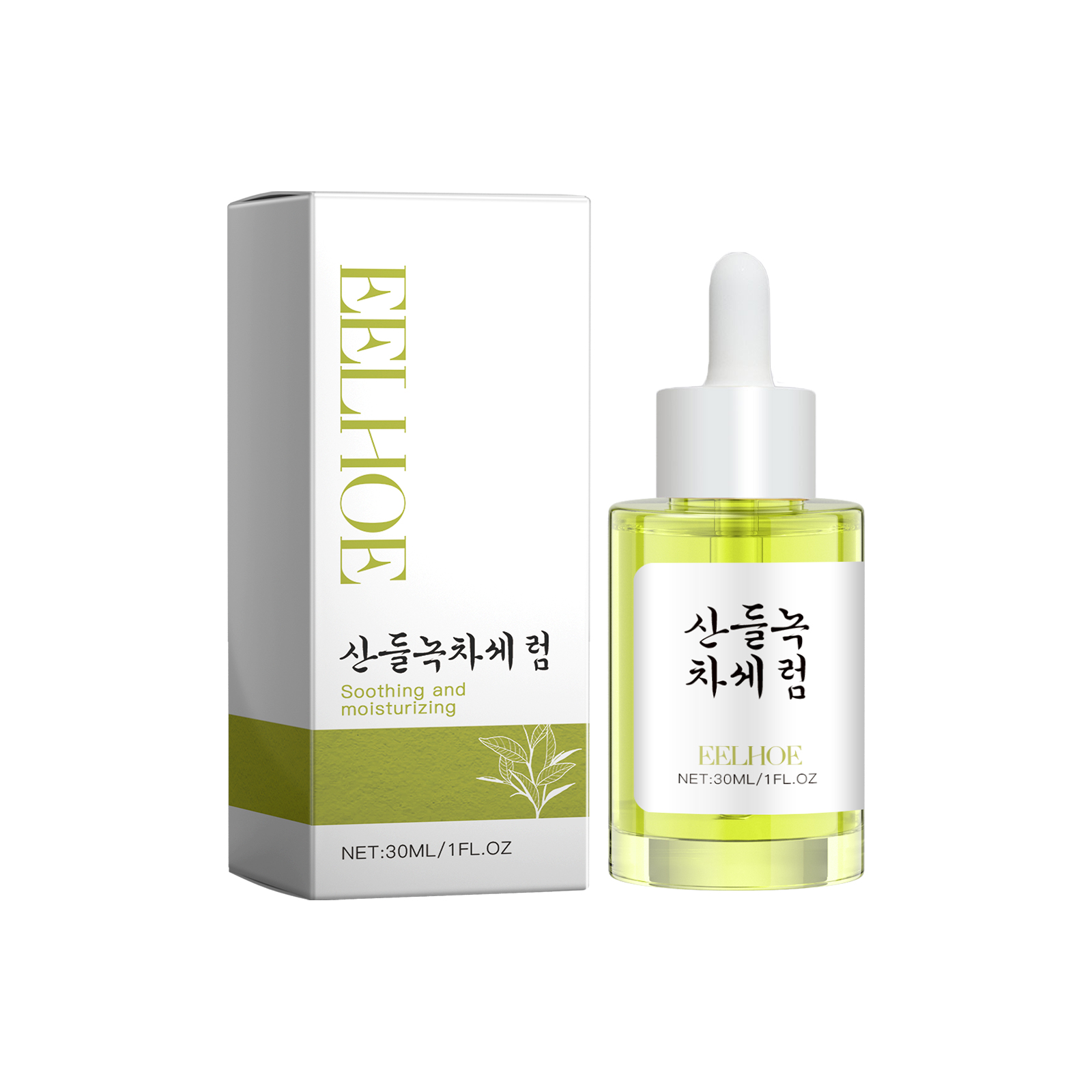 White dropper cap and coordinated facial essence carton