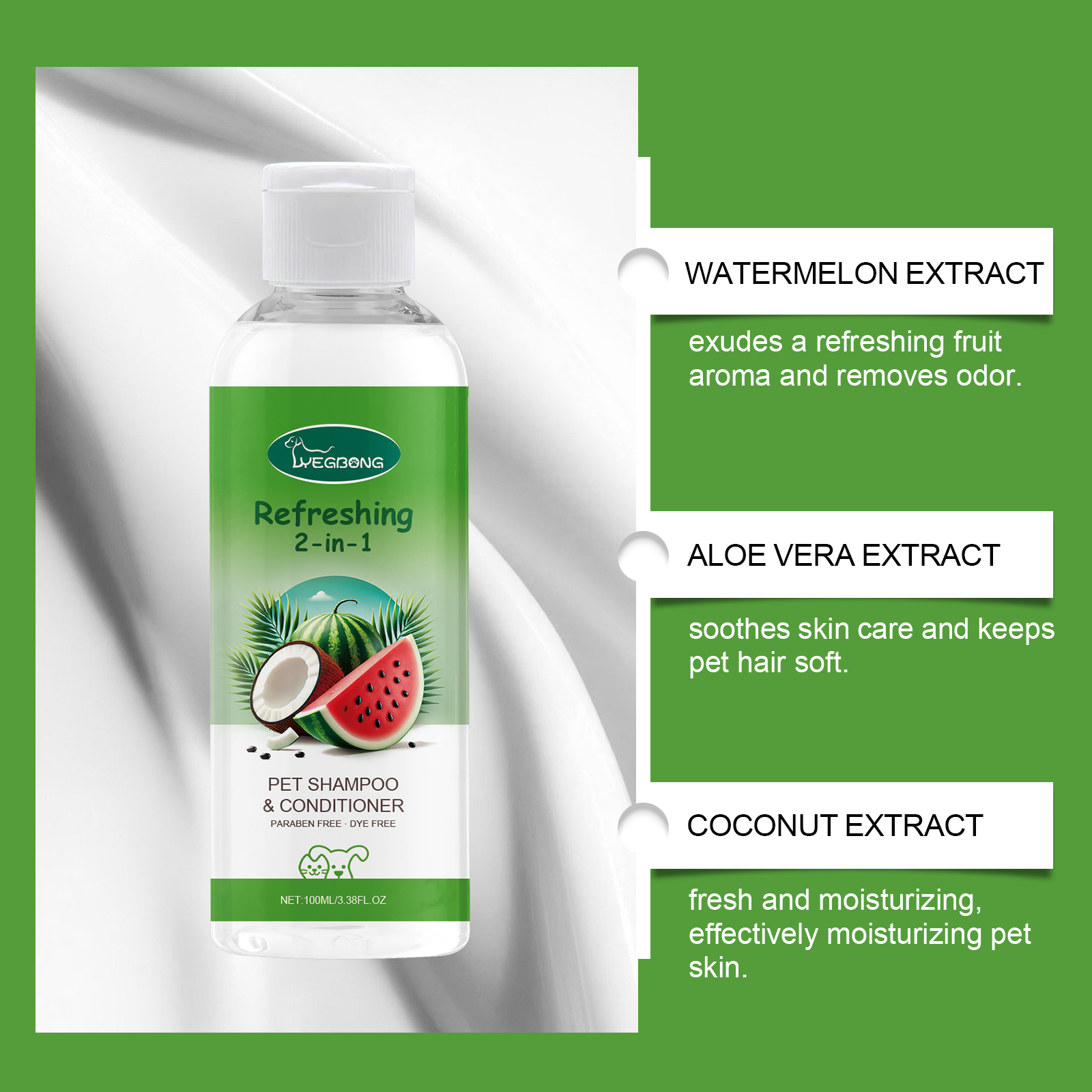 Clear pet wash bottle with fruit extract illustrations