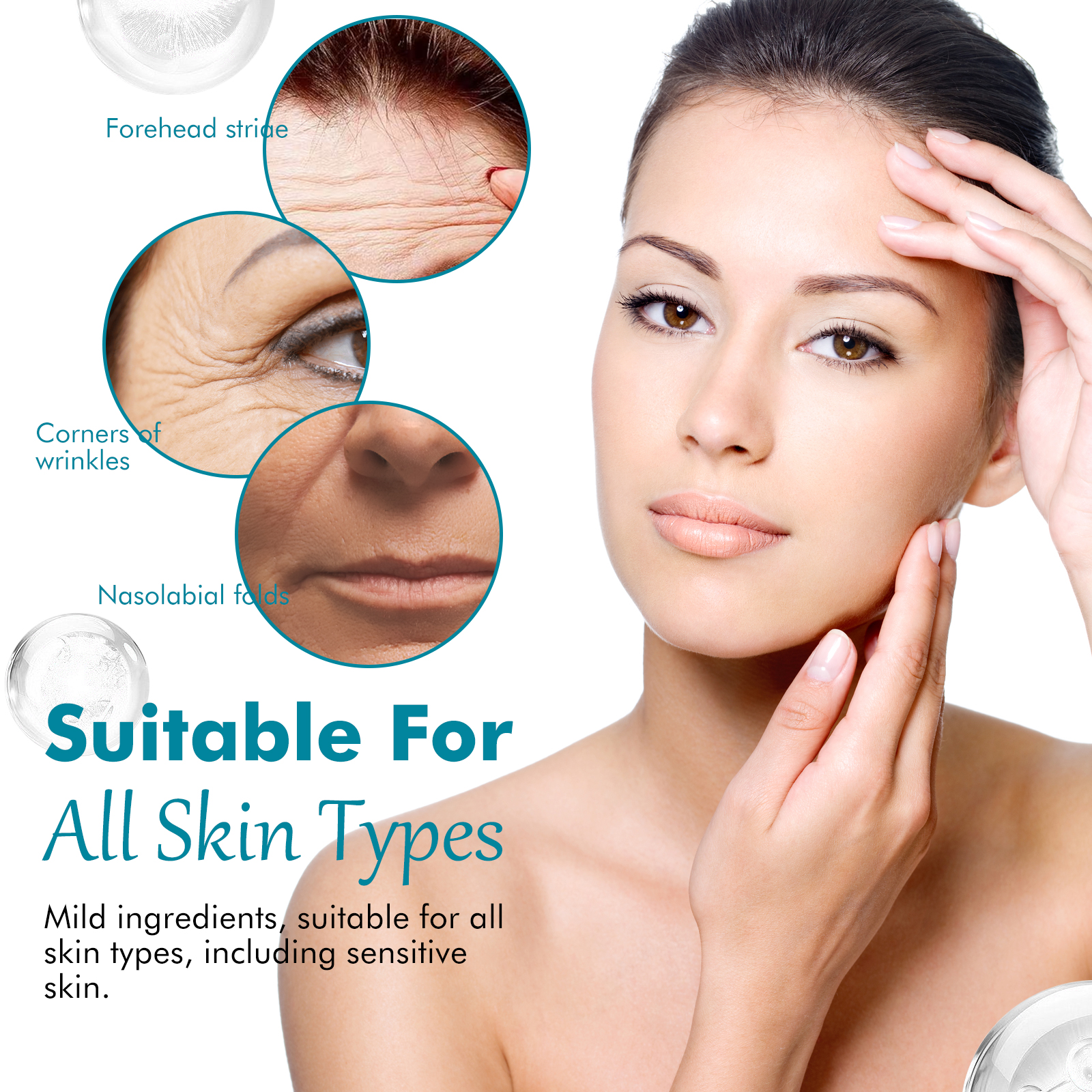 Retinol moisturizer packaging with facial line focus