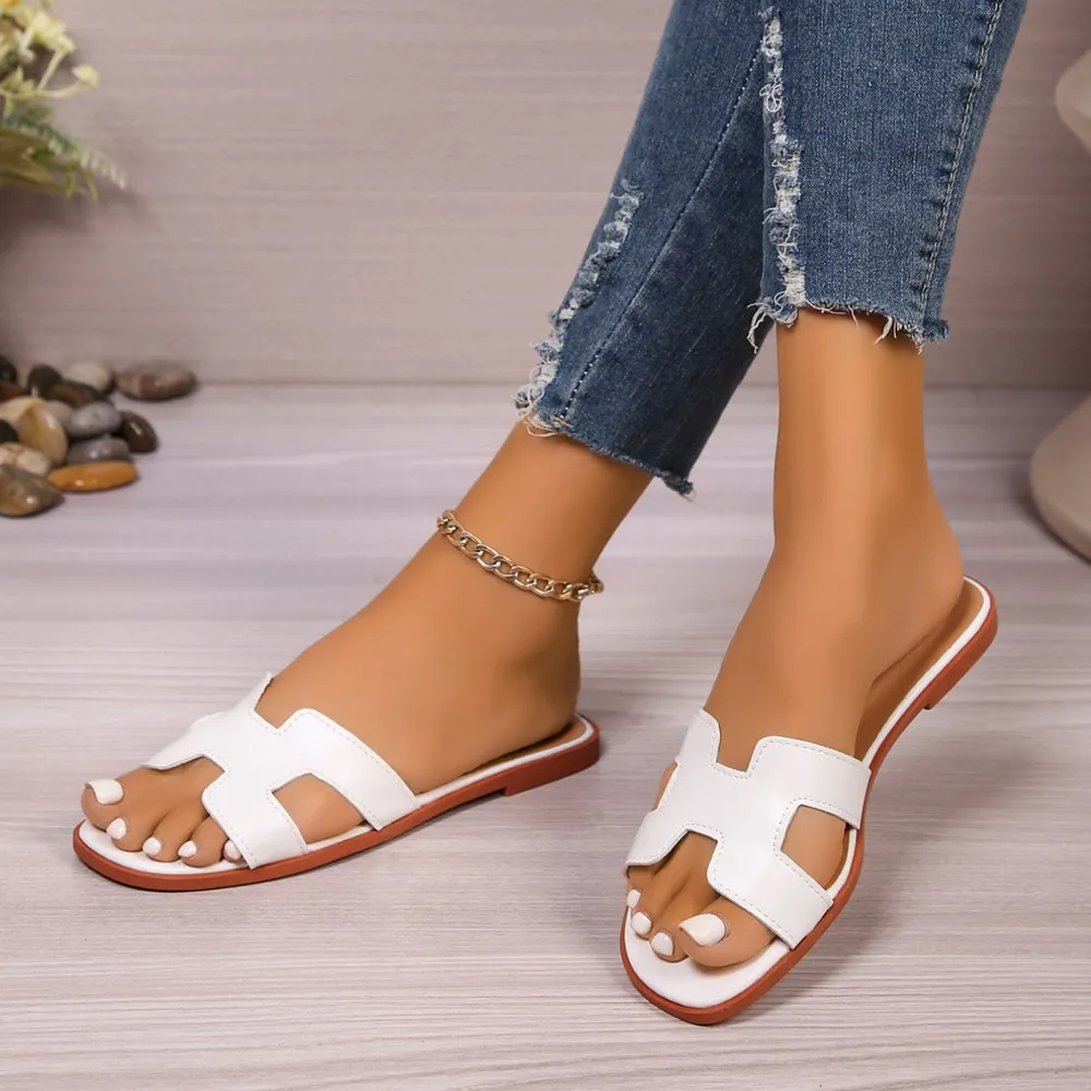 Flat bottomed comfortable one-piece cool slippers fashionable women's one foot sandal image 6