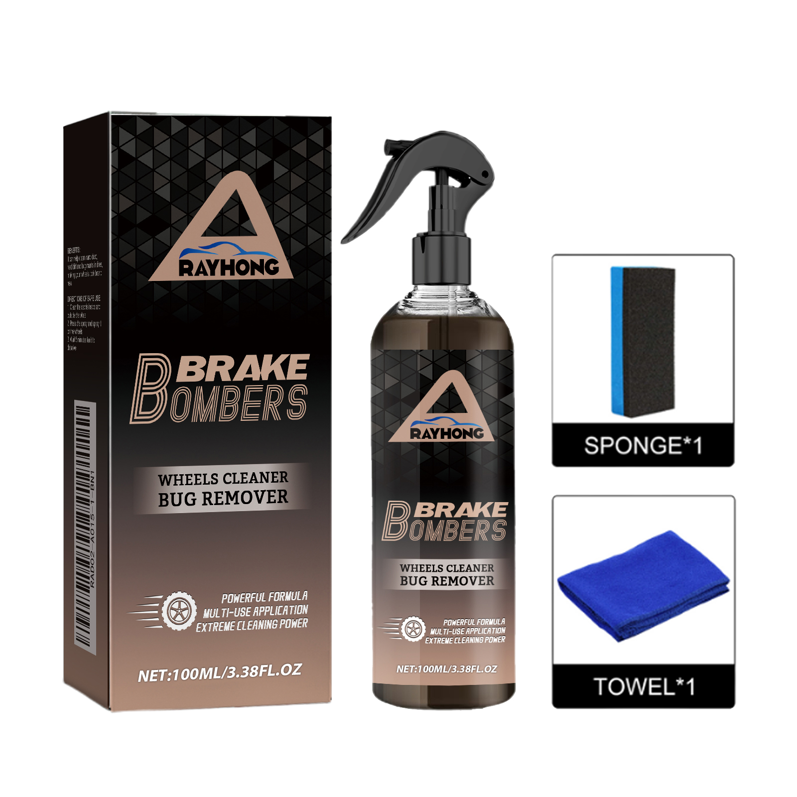 Brake Bombers cleaner beside dirty and clean wheel areas