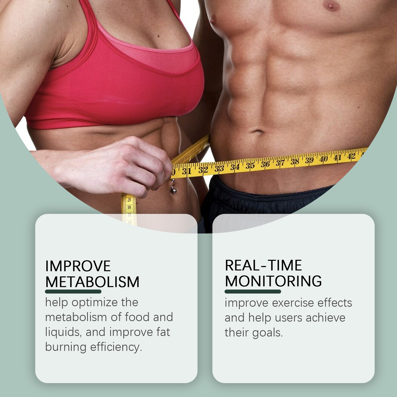 Sports watch strap and packaging shown with fitness panels