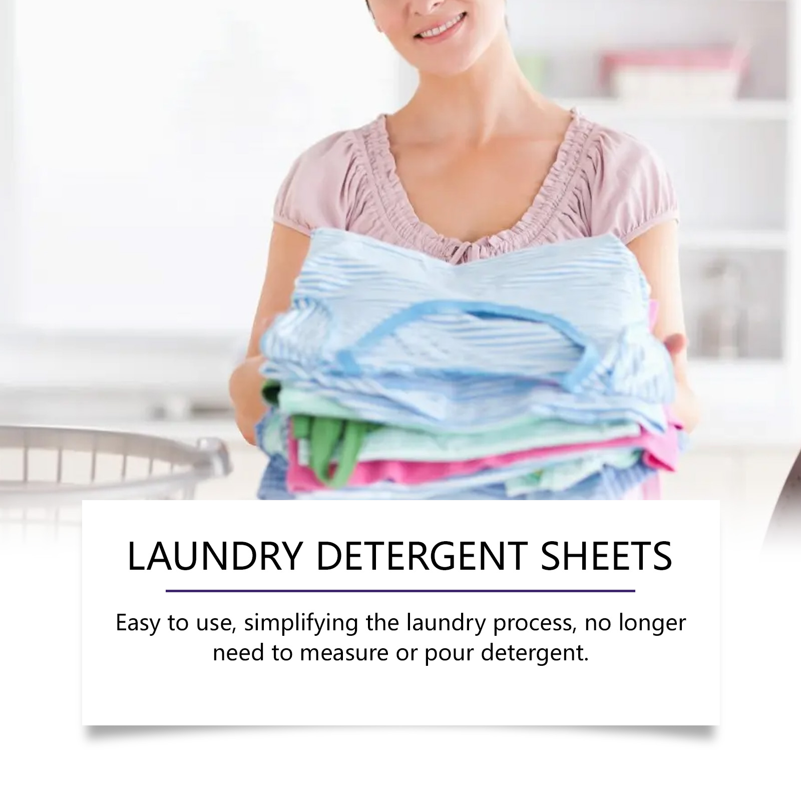 Fresh laundry held in a bright home setting