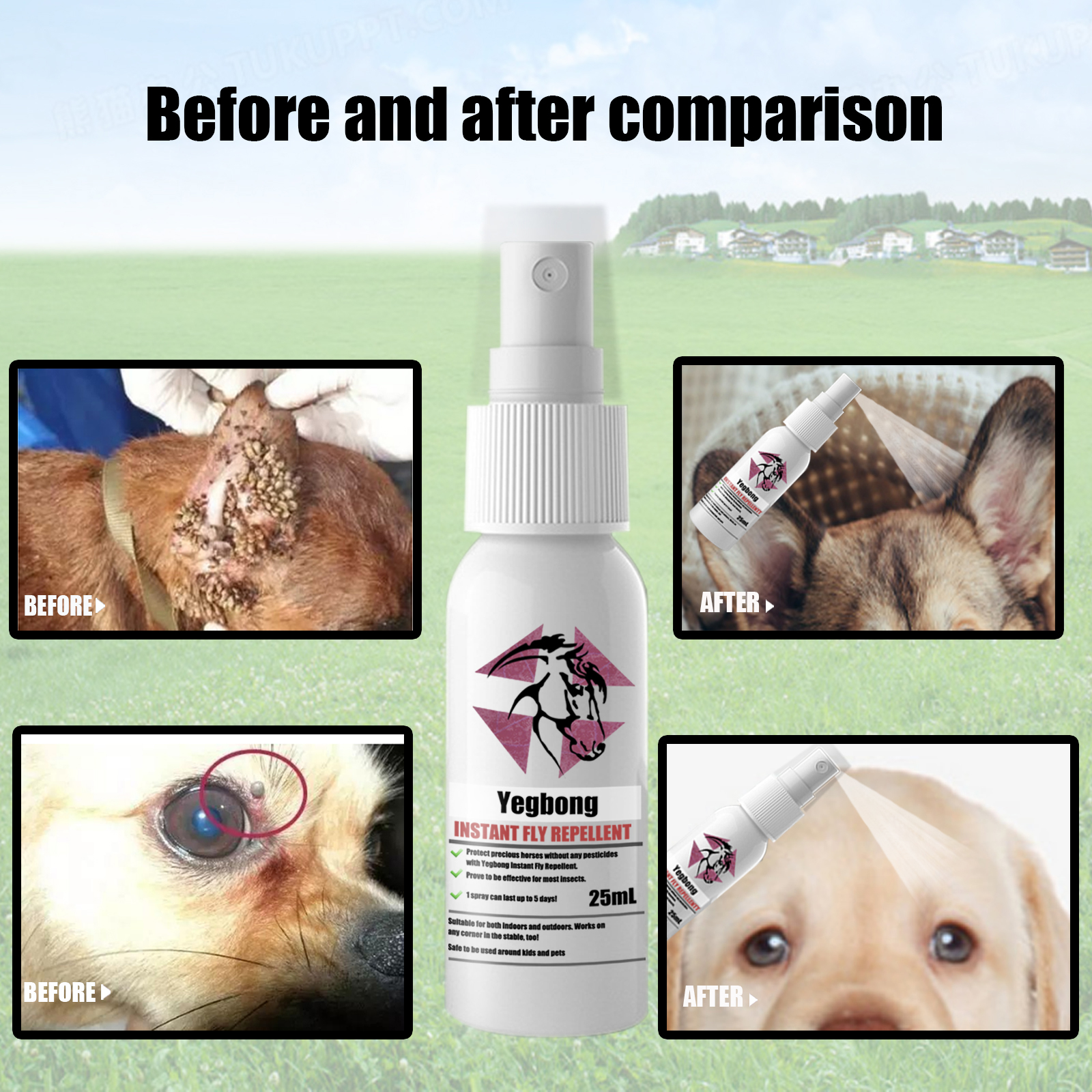 Pet coat comparison graphic showing visible pest concerns