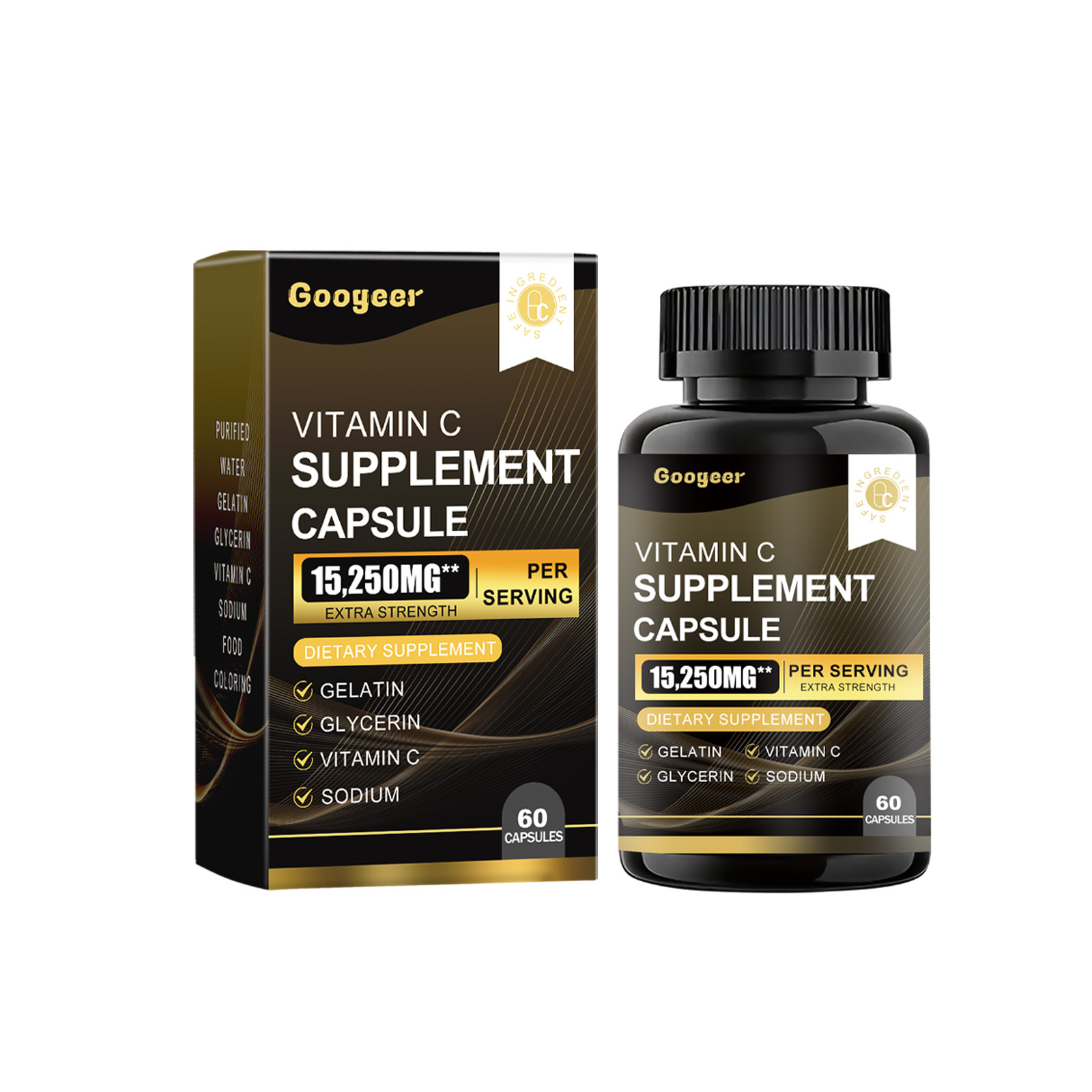 Vitamin C Supplement Capsule, Daily Nutrition Supplement High-Efficiency Vitamin Formula Mild And