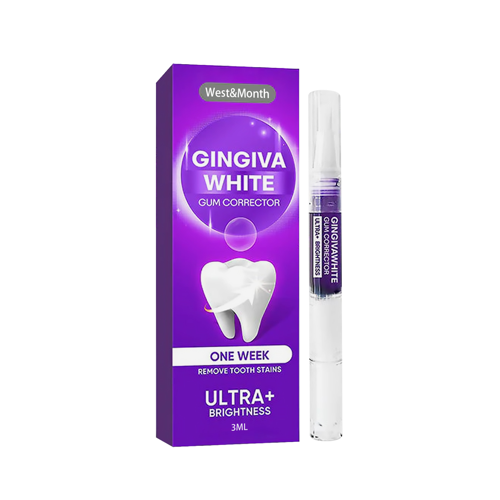 Brush applicator pen shown during targeted smile application