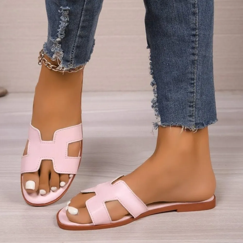 Flat bottomed comfortable one-piece cool slippers fashionable women's one foot sandal image 8