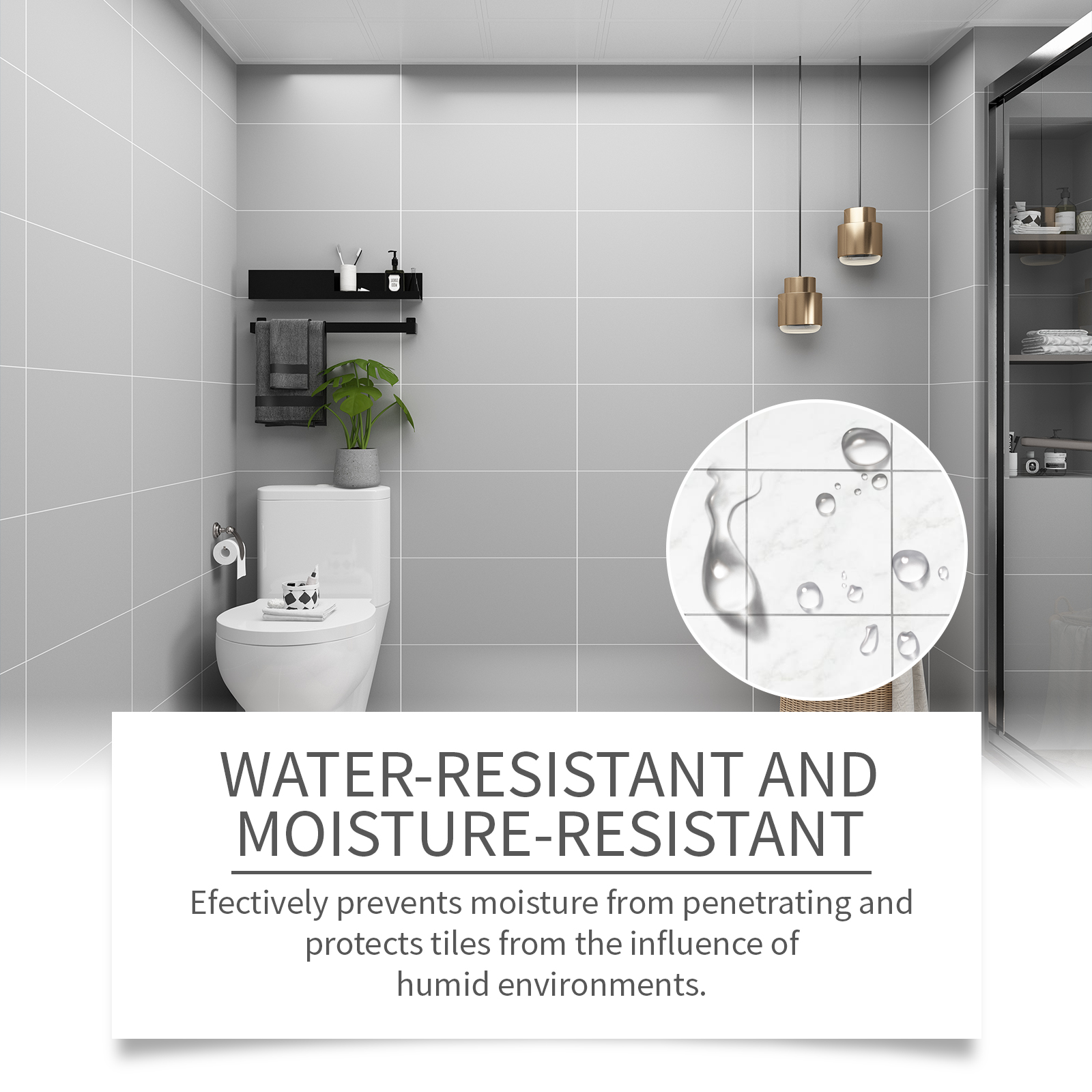 Bathroom tile detail illustrating moisture-resistant repair use