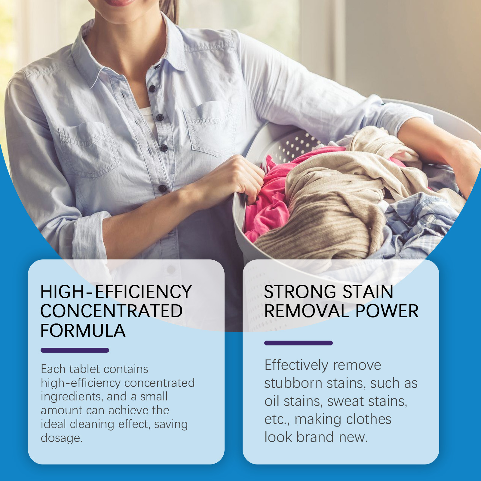 Laundry basket with concentrated detergent sheet details