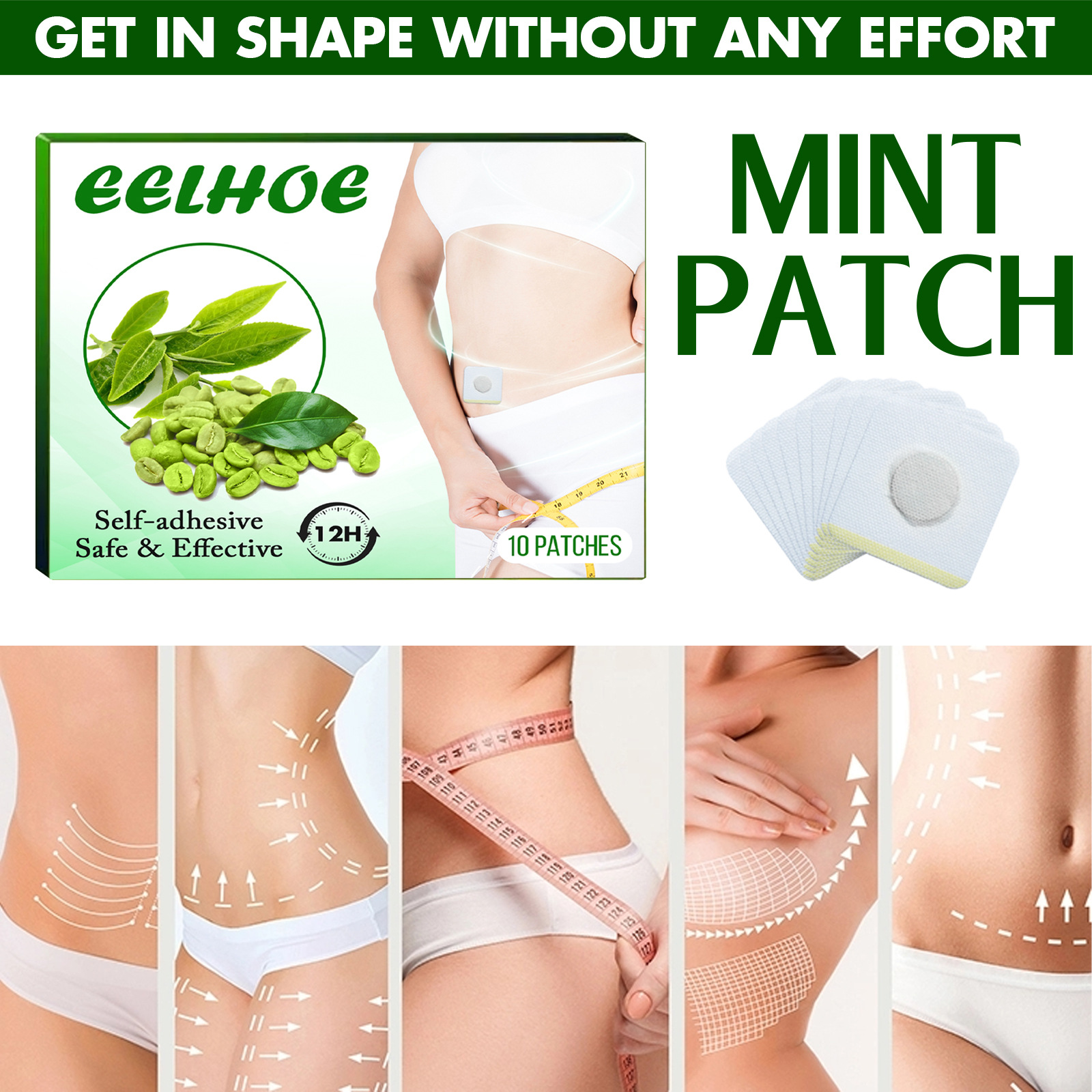 Close view of compact mint patch body-contouring format