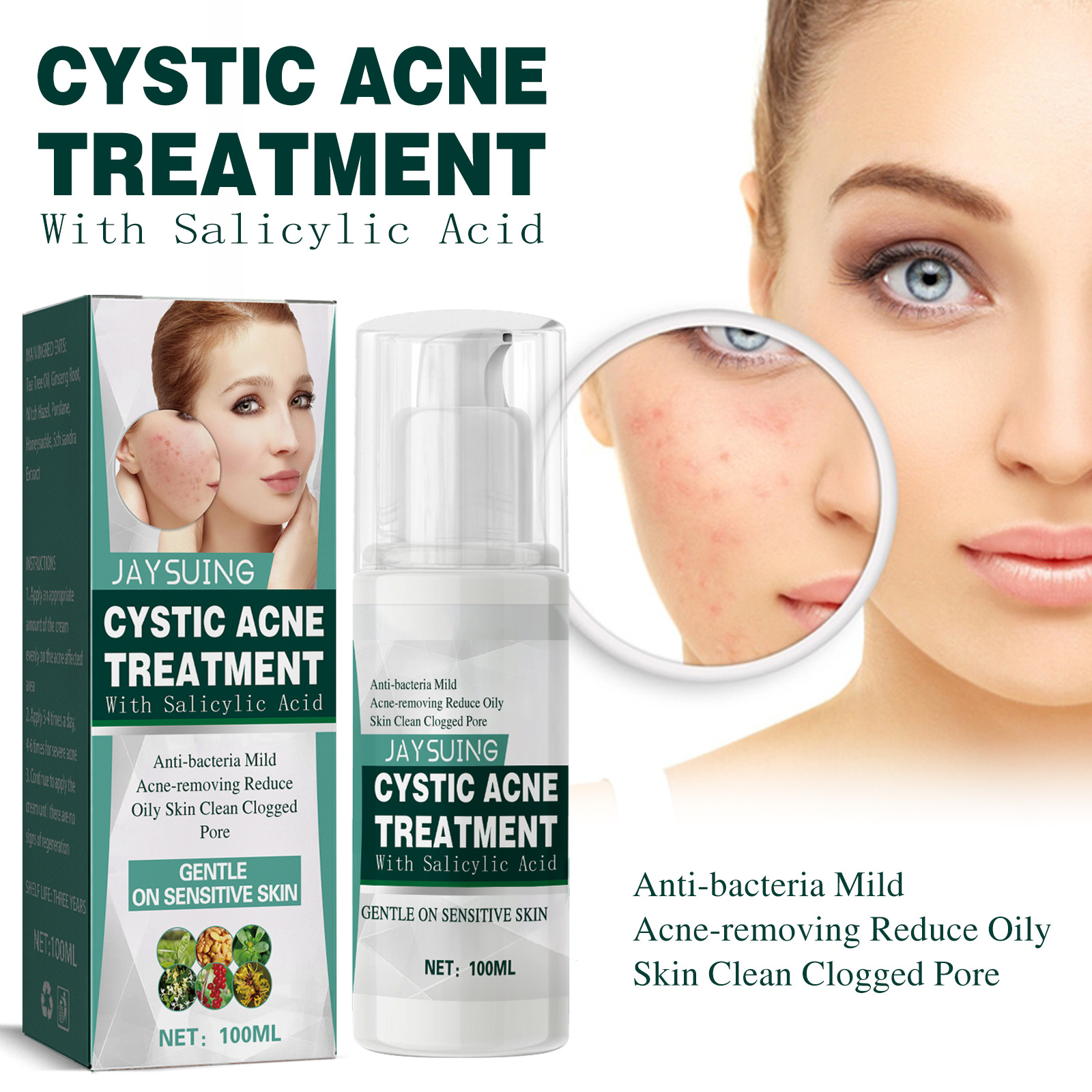 Pump acne treatment presented for daily facial use