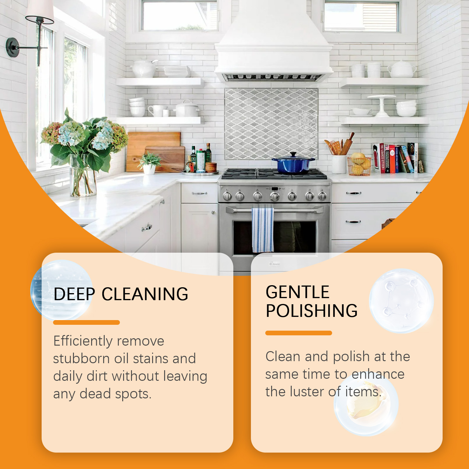 Deep cleaning and gentle polishing product graphic