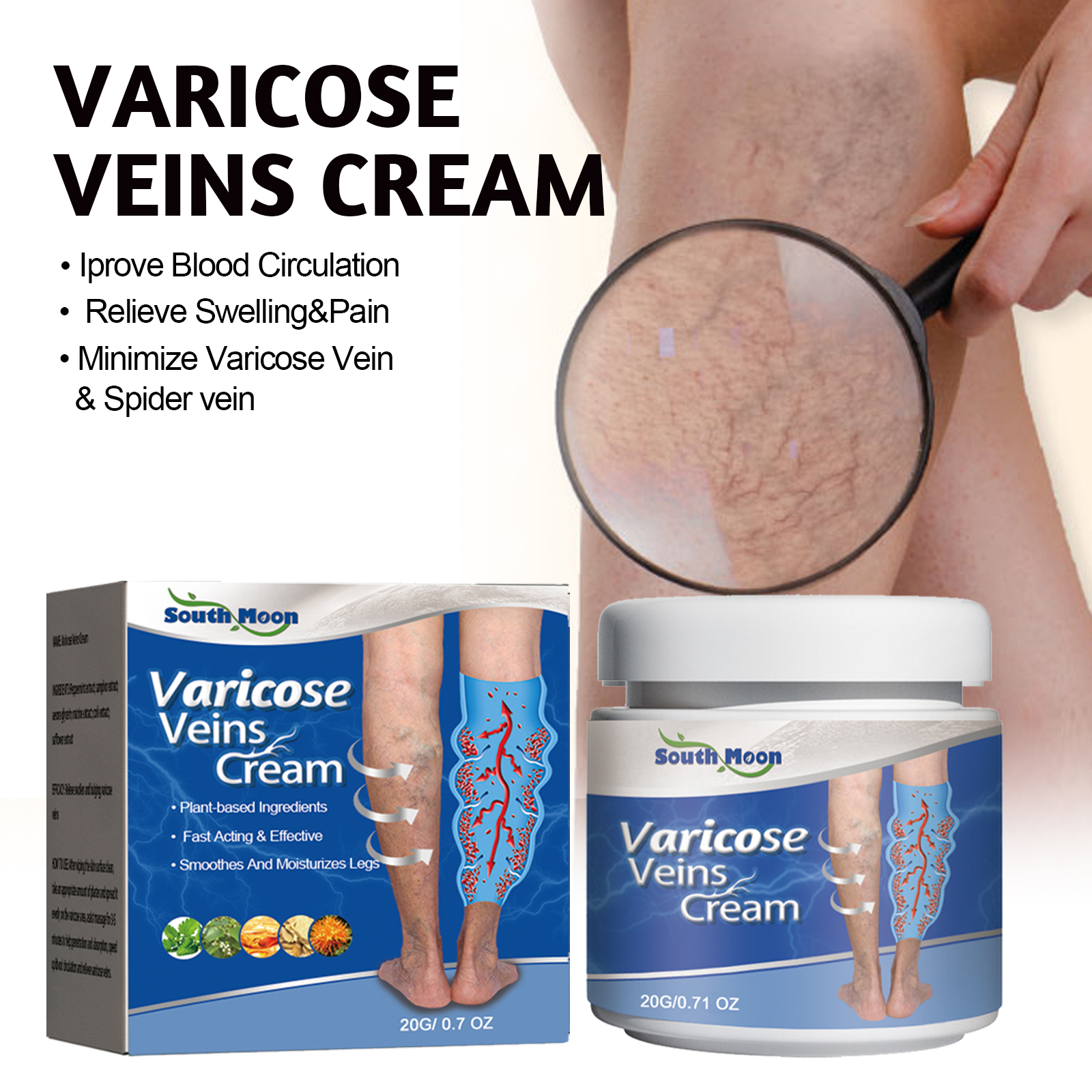 Promotional leg-care image showing cream and visible veins