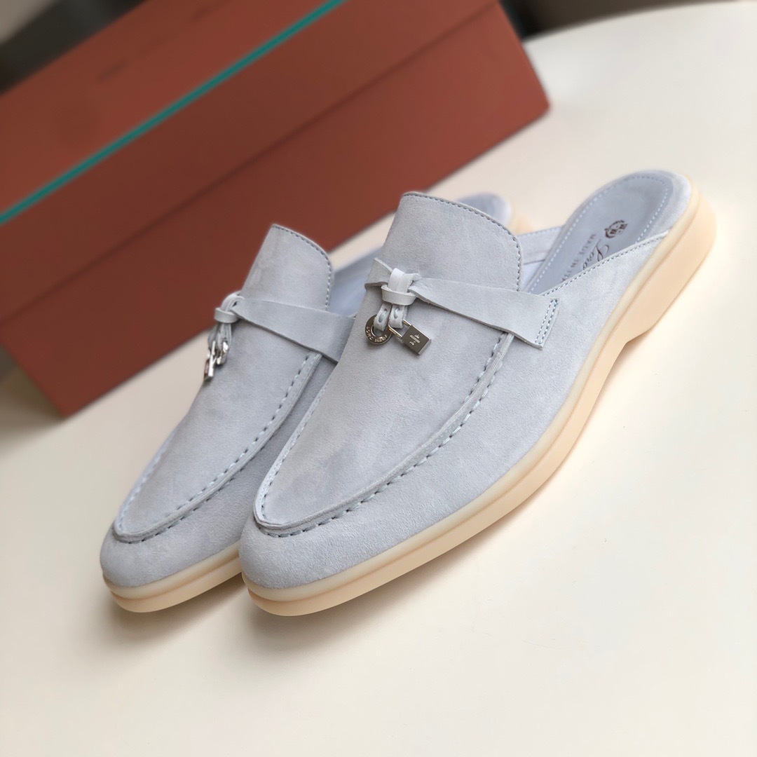 Women's slippers LP leather flat bottomed lazy person comfortable one foot kick Mueller cool mop image 9
