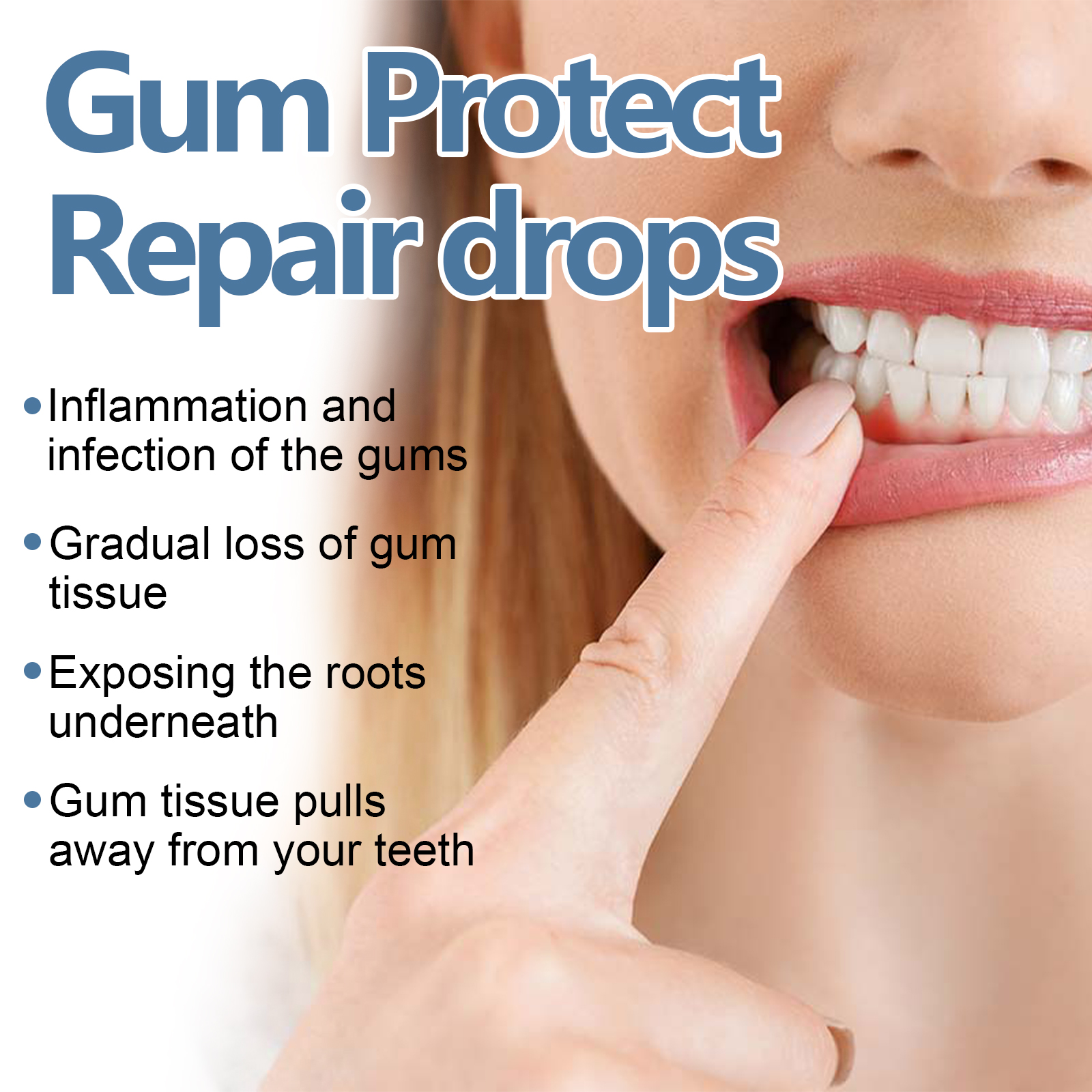 Close-up highlighting gumline concerns and targeted care