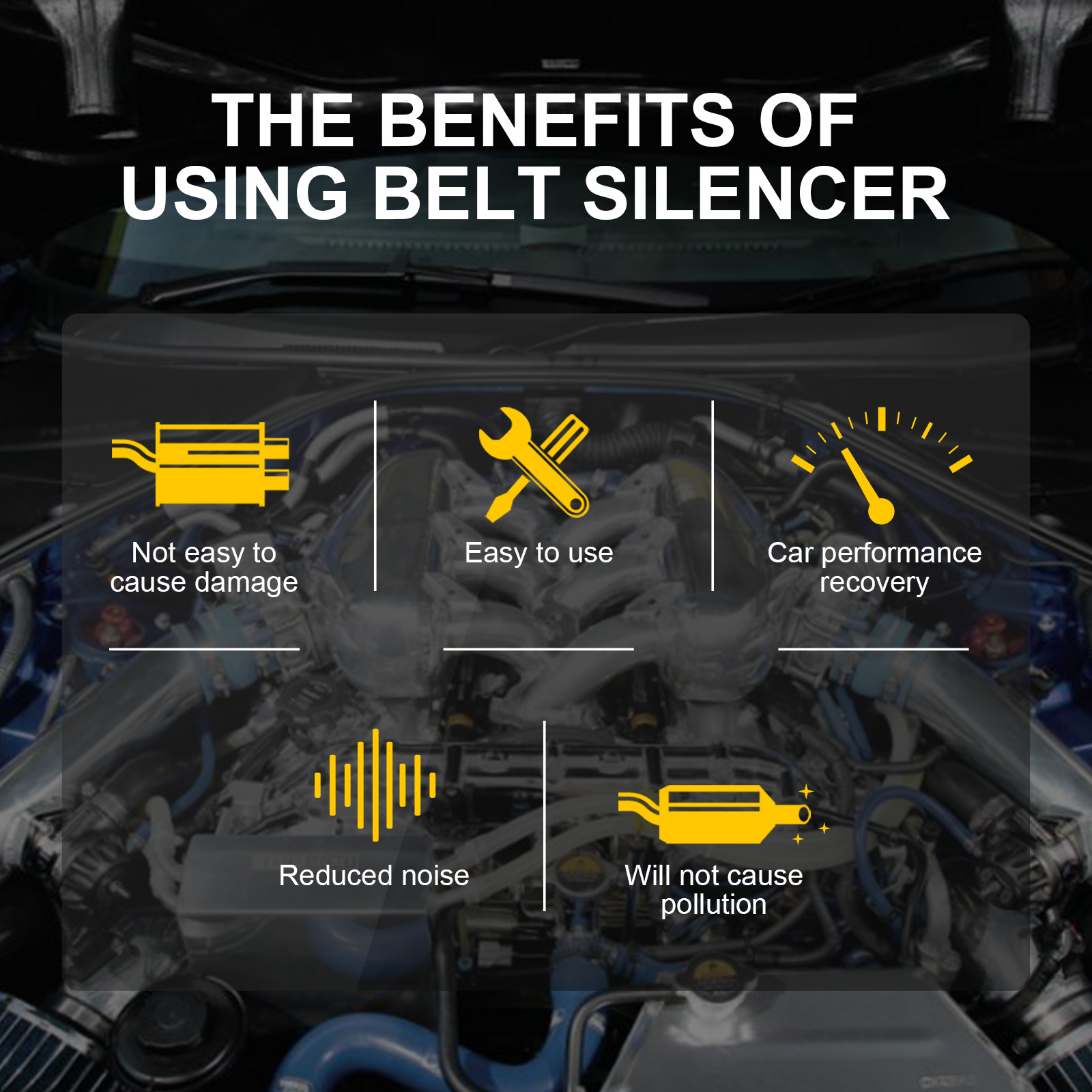 Belt Silencer reduced noise benefits infographic