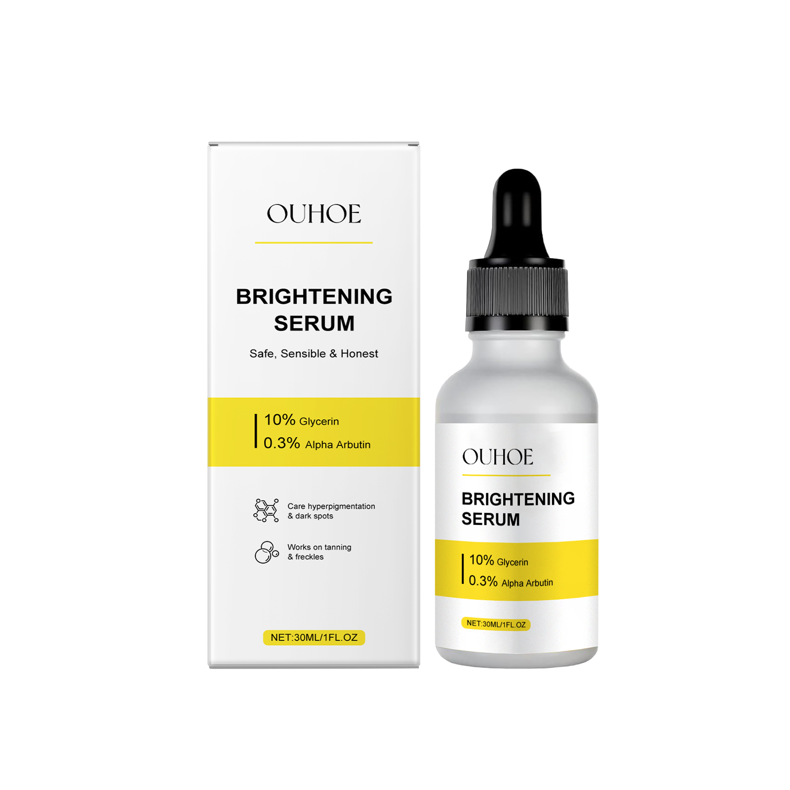 Yellow-label brightening serum bottle close product view