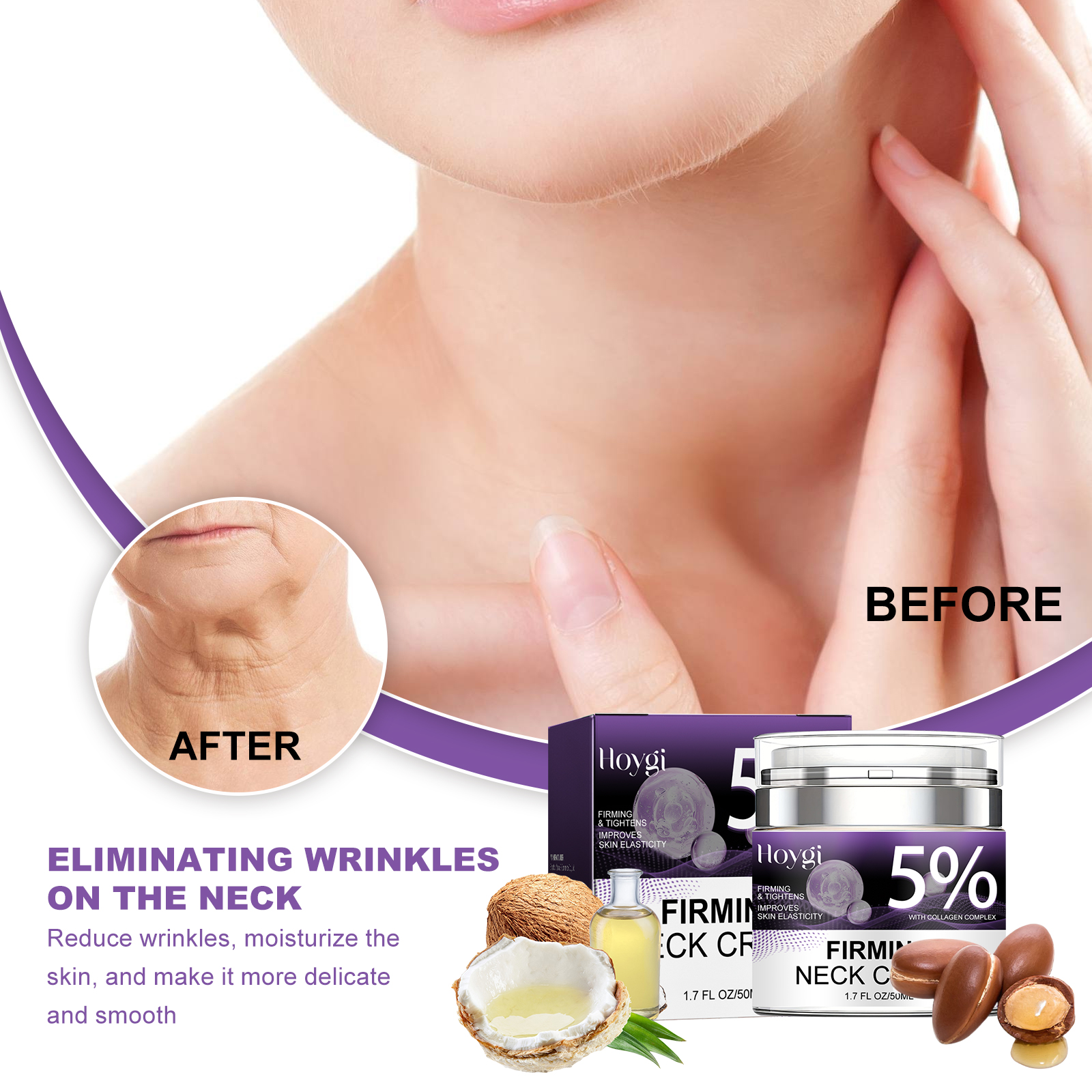 Before and after neck smoothing comparison