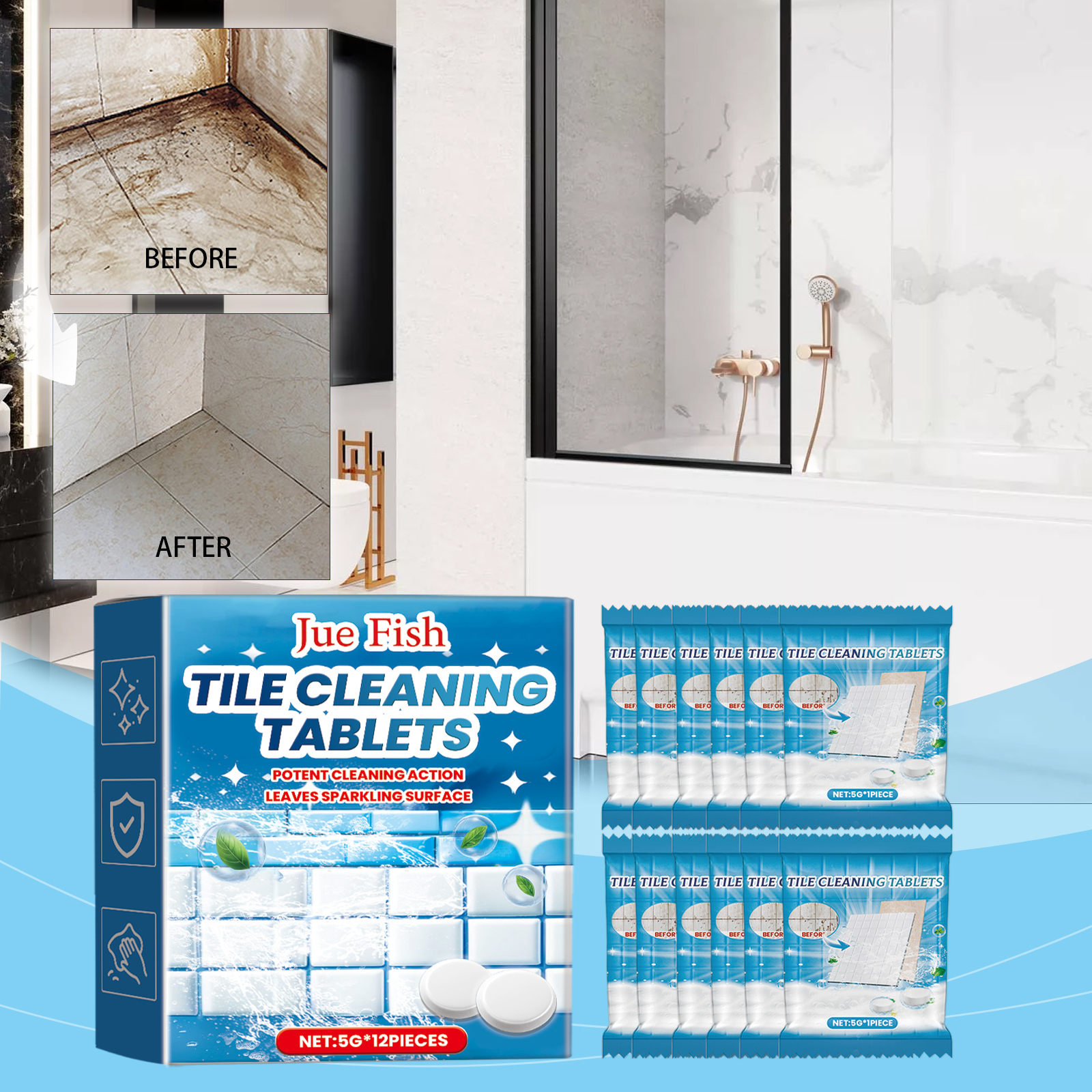 Before and after bathroom tile cleaning result