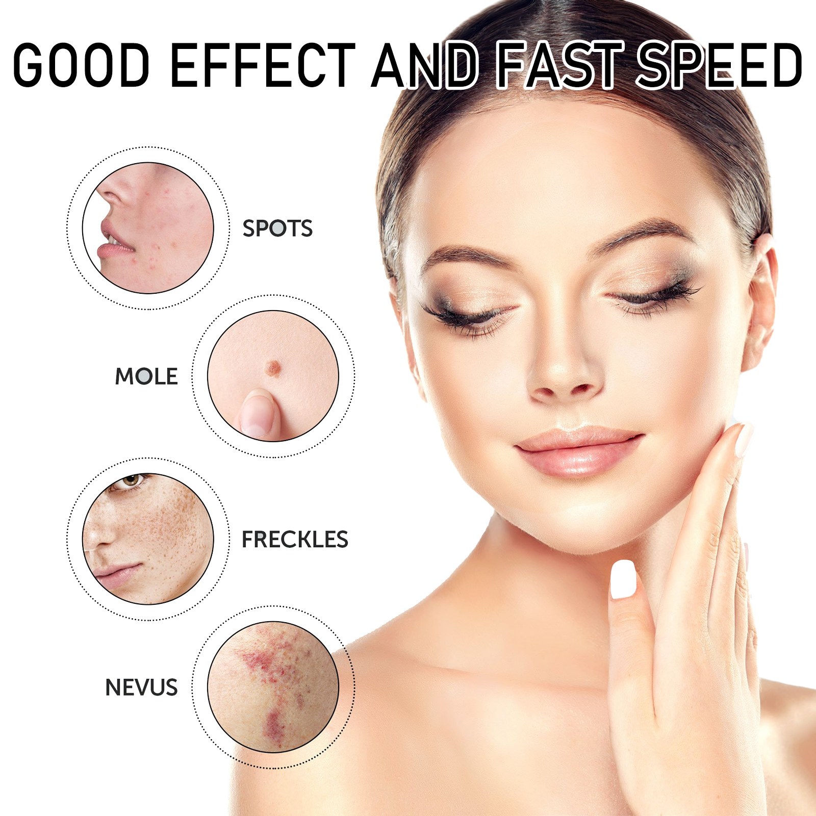 Blue and white wart treatment packaging with skin concern examples