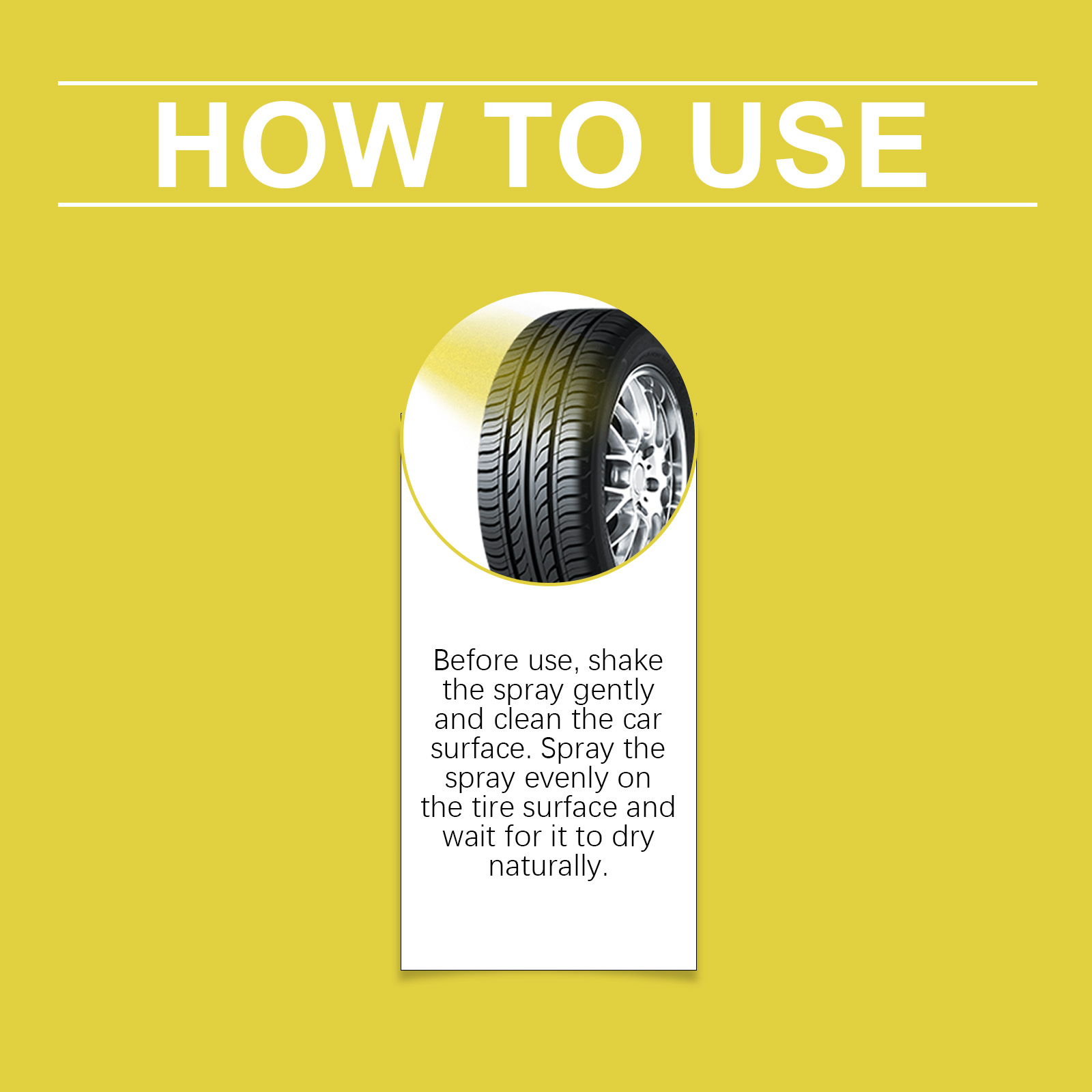 Compact yellow tire shine spray bottle