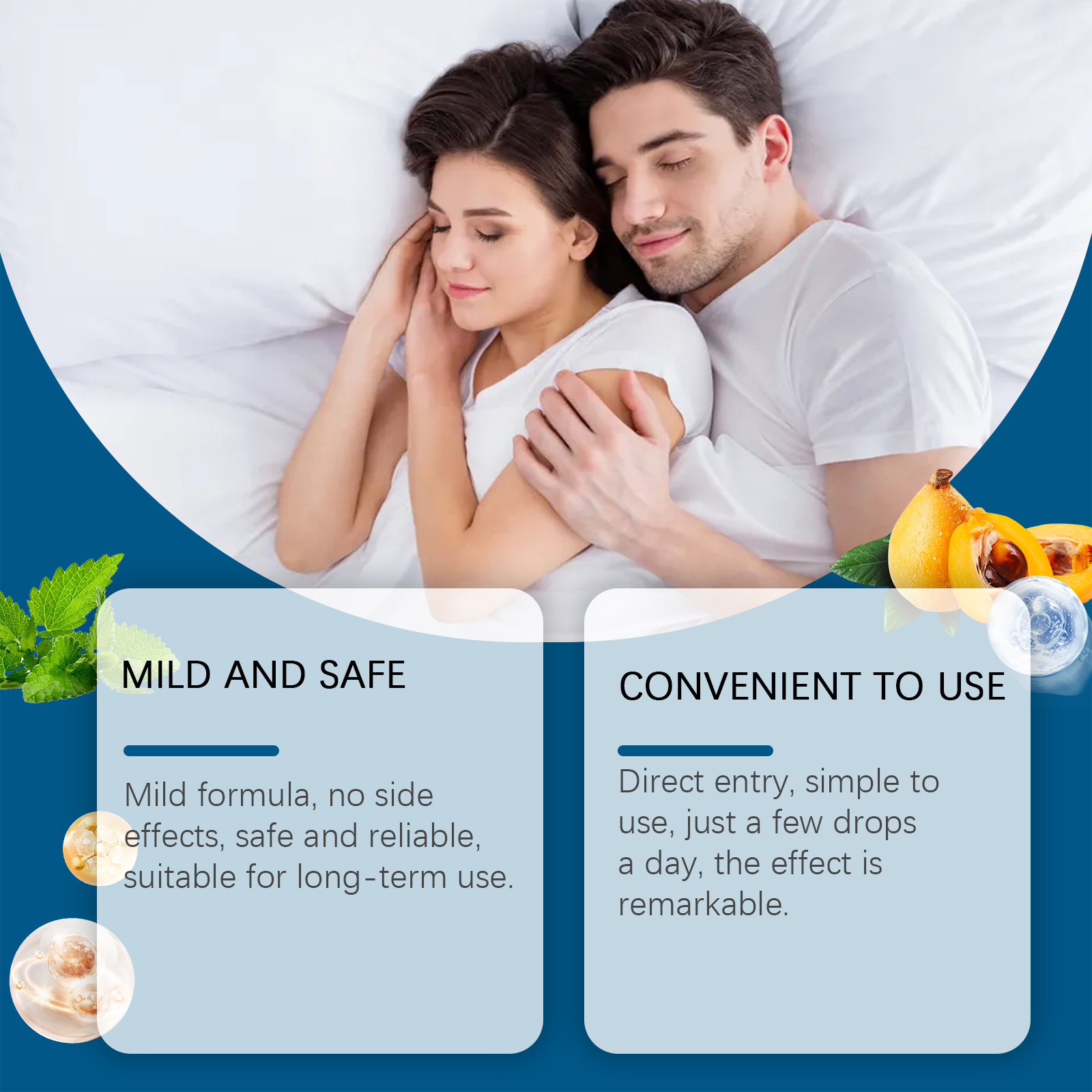 Relaxed couple beside convenient daily drops messaging