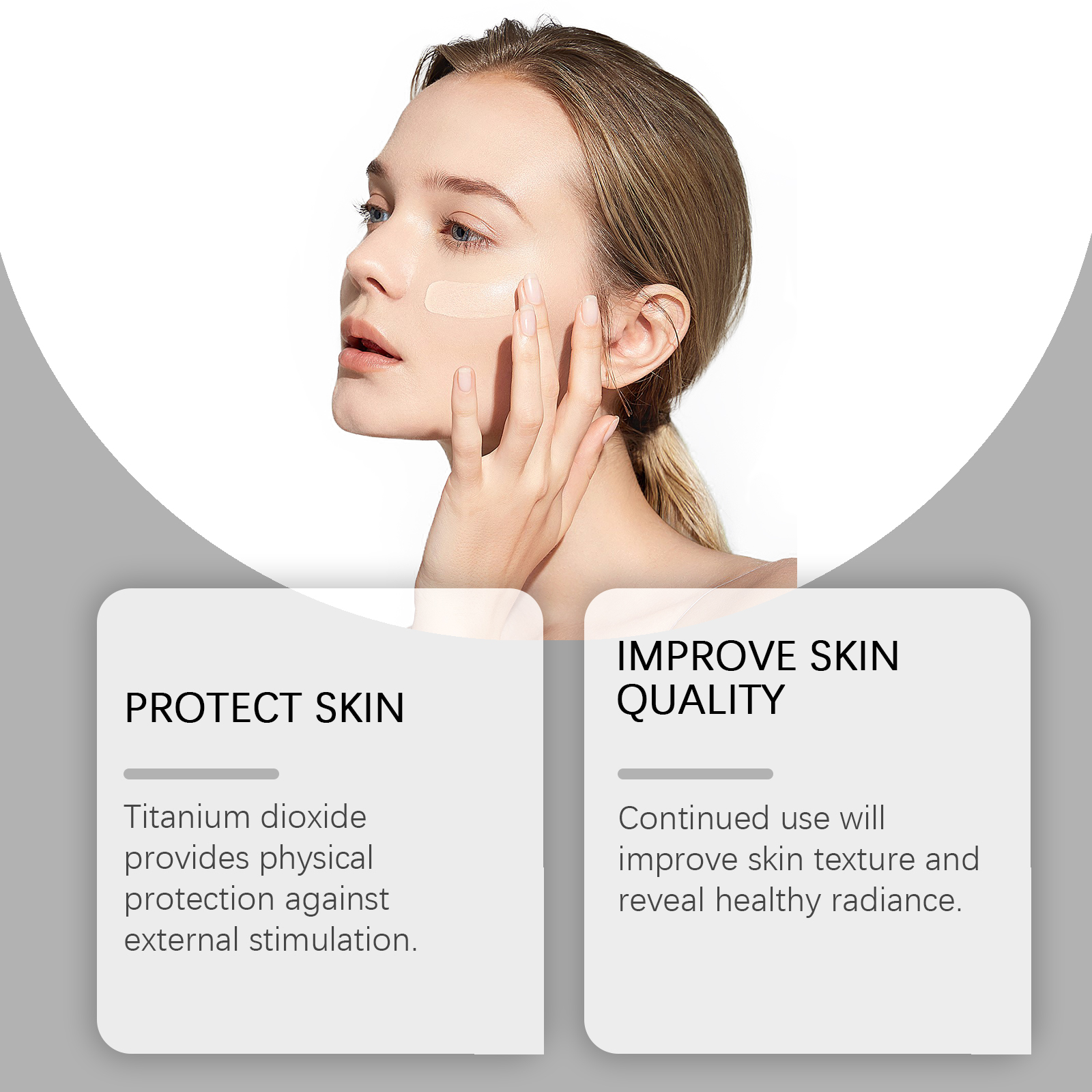 Cream application beside physical SPF information