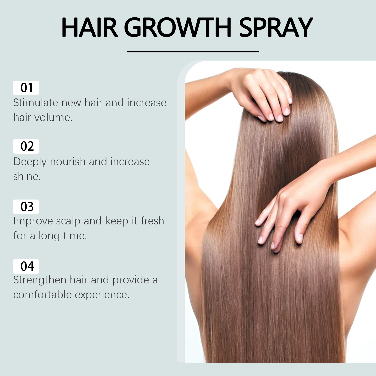 Smooth glossy hair with spray benefit details
