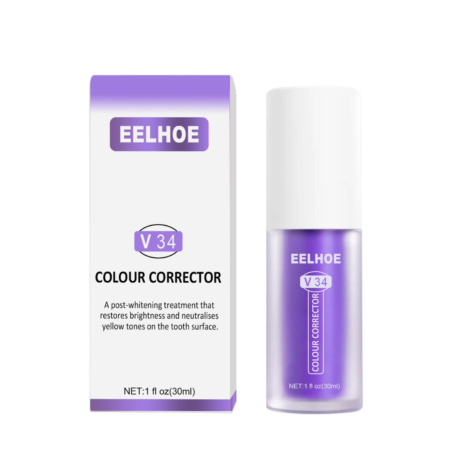 EELHOE bottle and carton in purple packaging
