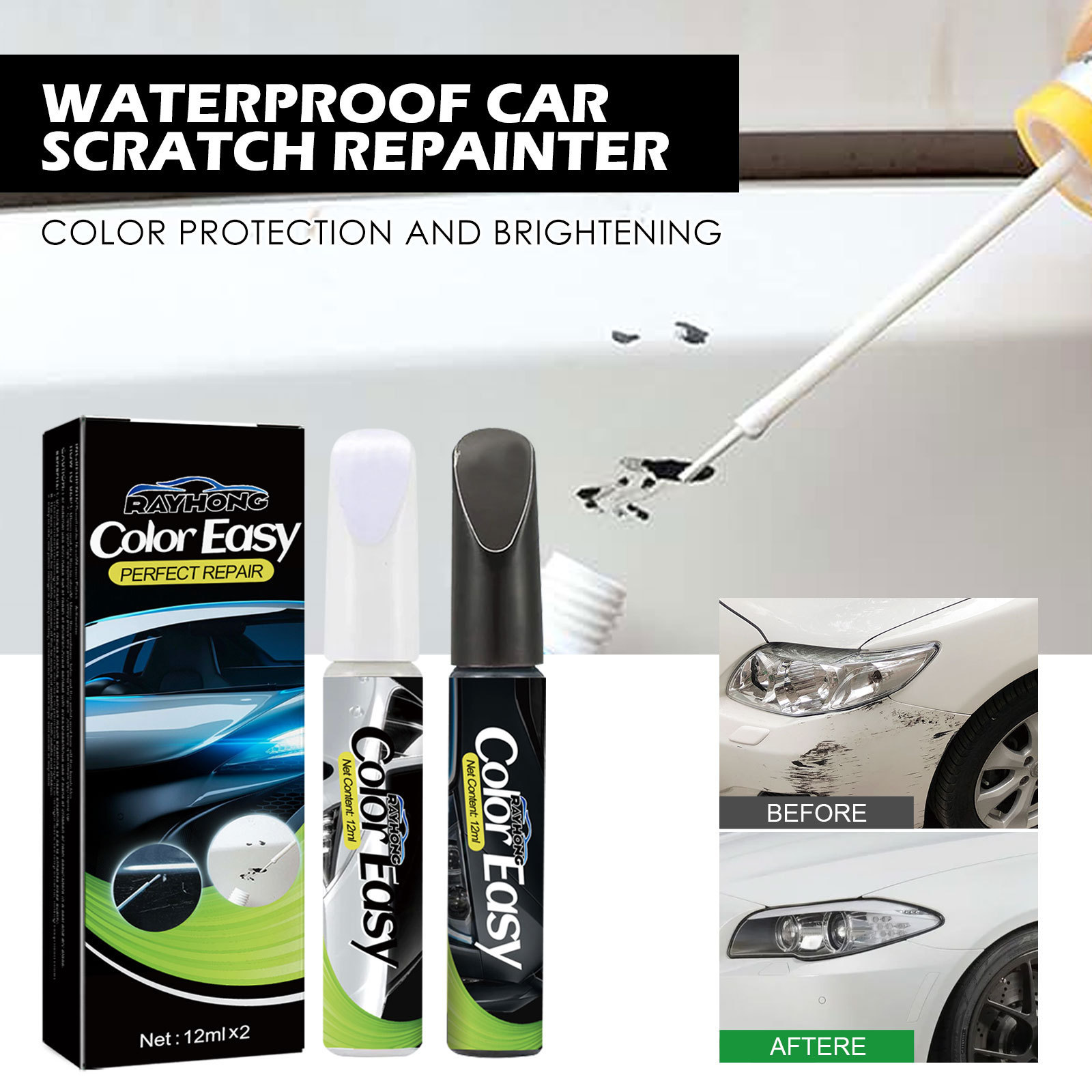 Before and after car surface brightening graphic