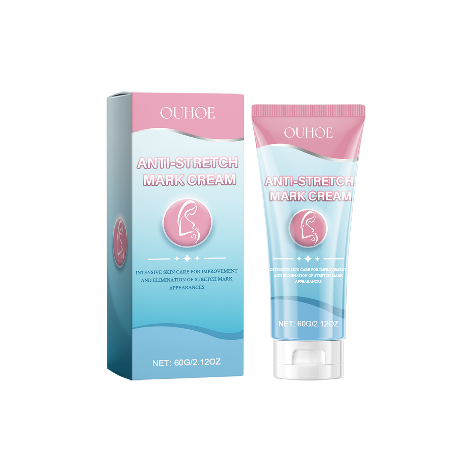 Pastel tube and carton showing coordinated pregnancy care packaging