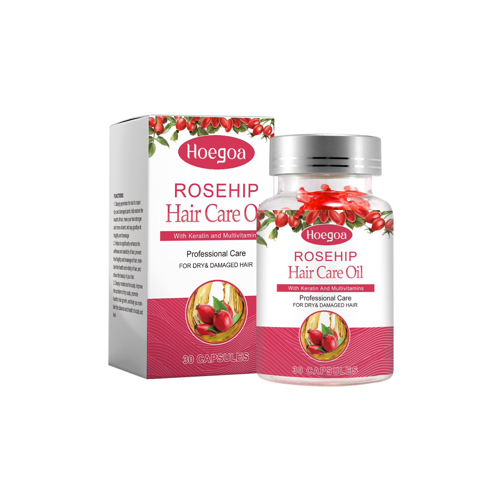 Rose Hip Oil Hair Care Capsule Scalp Massage Dry Hair Smooth