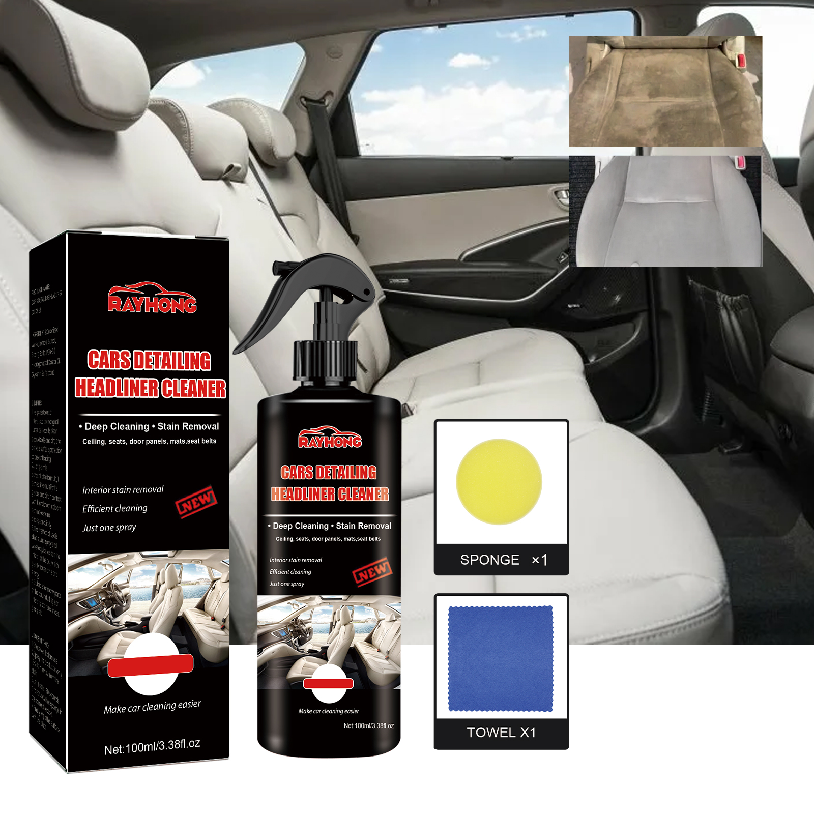 Compact Rayhong bottle and cleaning accessories