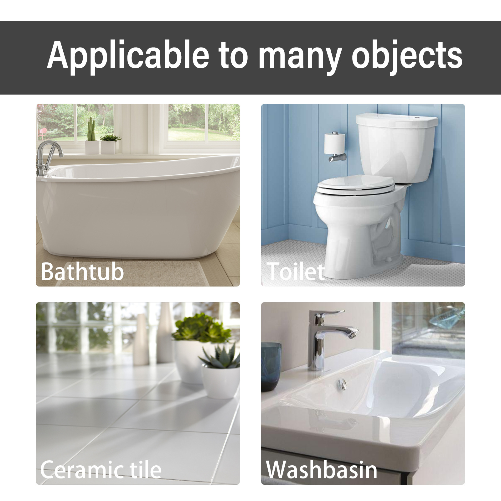 Compact repair paste jars beside bathtub toilet tile sink