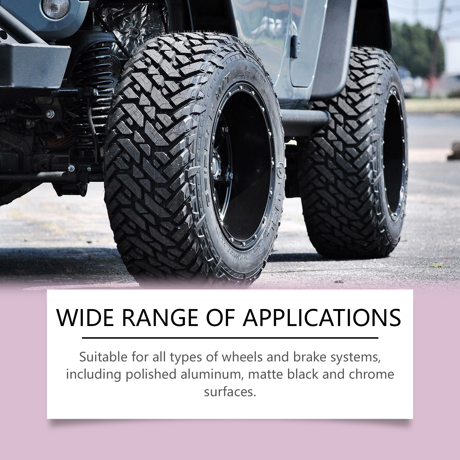 Vehicle wheels showing compatibility across common finishes